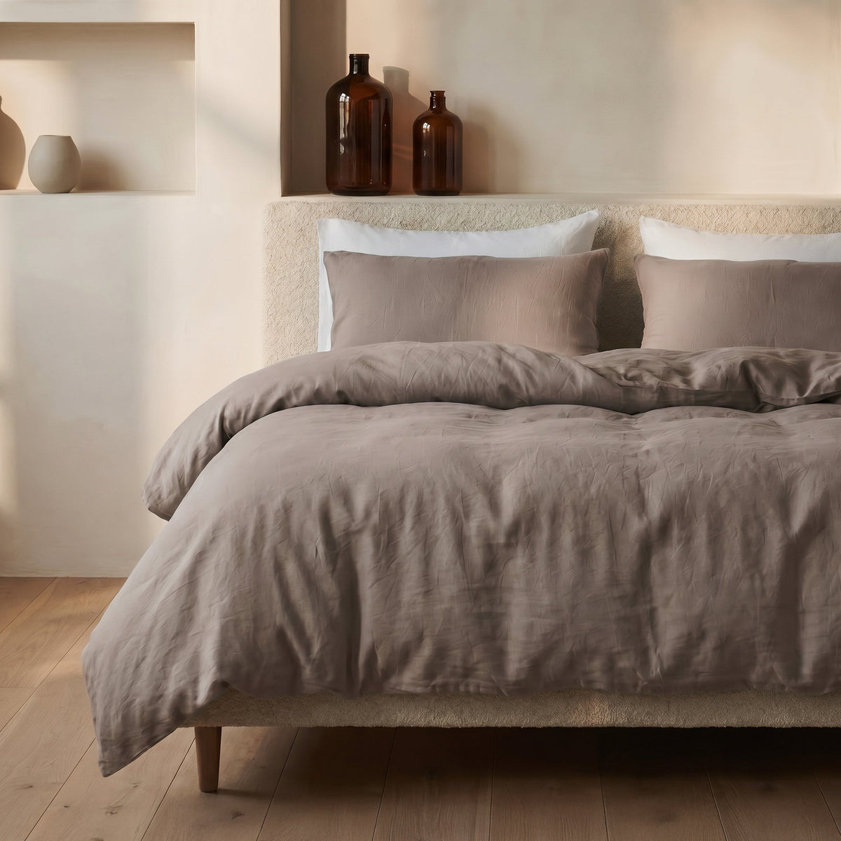Dekbedovertrek Stone Washed - 100% Gewassen Katoen - Taupe - Dreamhouse - Dromen & Wonen