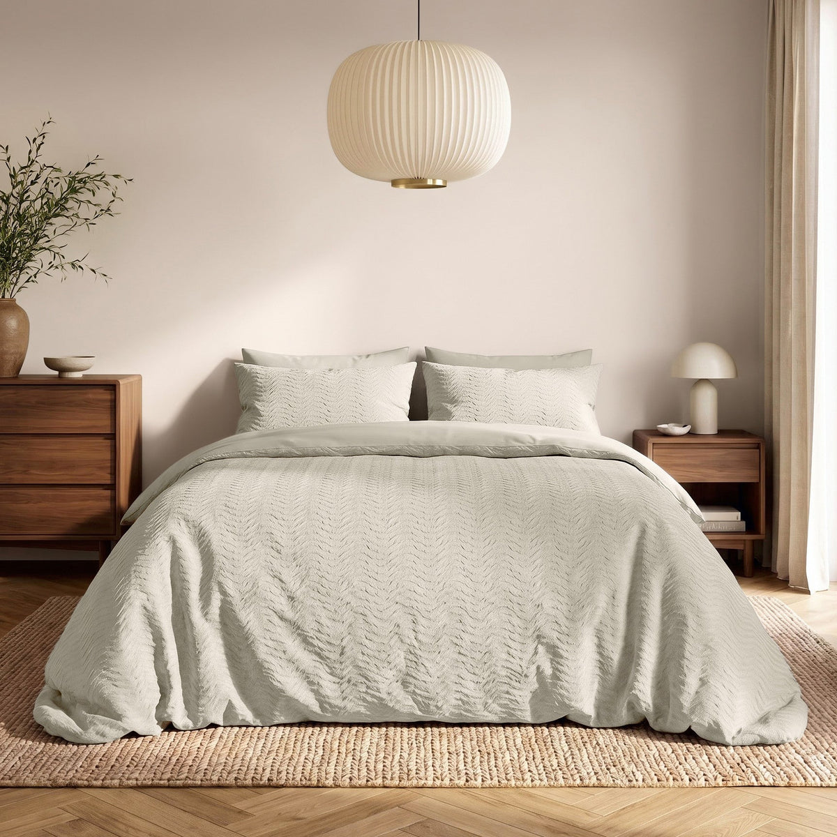Embossed Dekbedovertrek Creme – Curve 3D Reliëf – Zacht Microvezel met Kussenslopen – Sleeptime - Dromen & Wonen