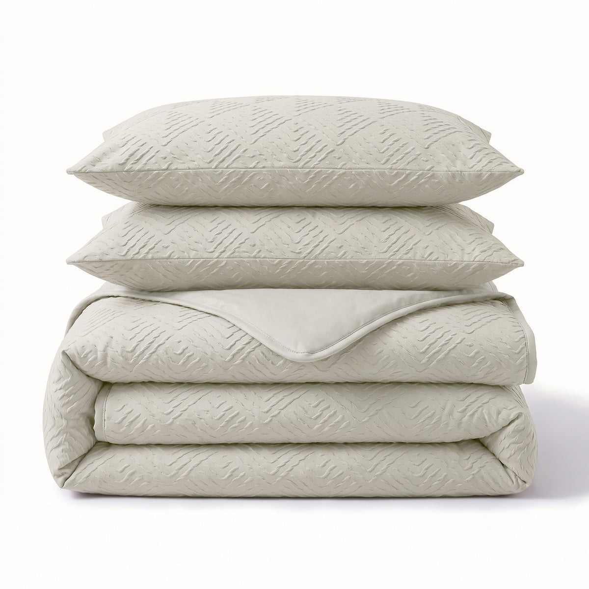 Embossed Dekbedovertrek Creme – Modern Geo 3D Reliëf – Zacht Microvezel met Kussenslopen – Sleeptime - Dromen & Wonen