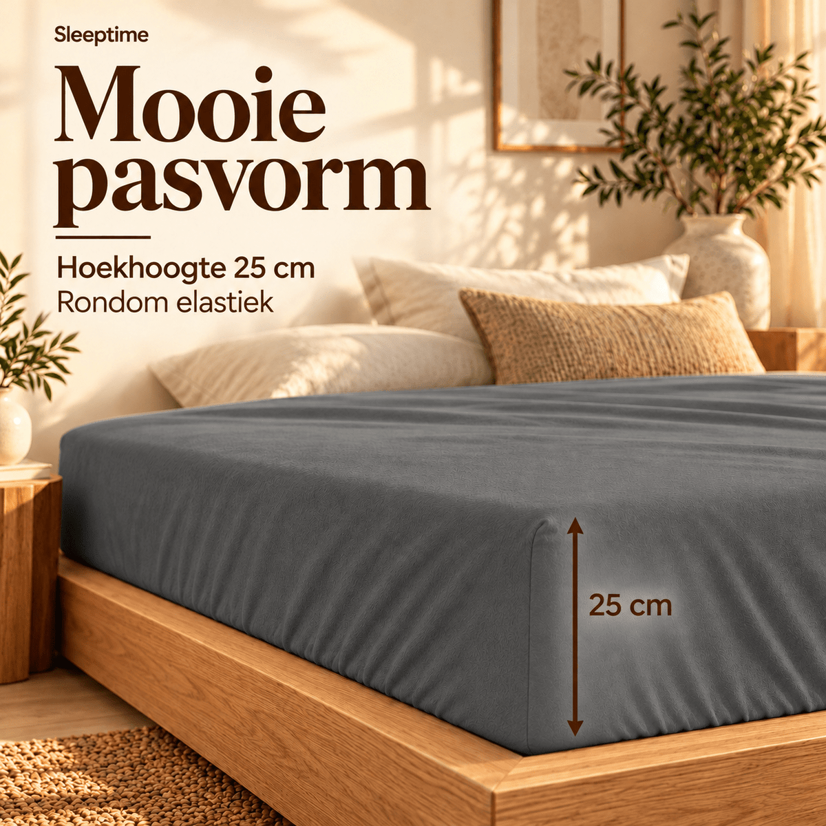 Hoeslaken Flanel Premium – 100% Katoen 160 gsm – Antraciet – Dreamhouse - Dromen & Wonen