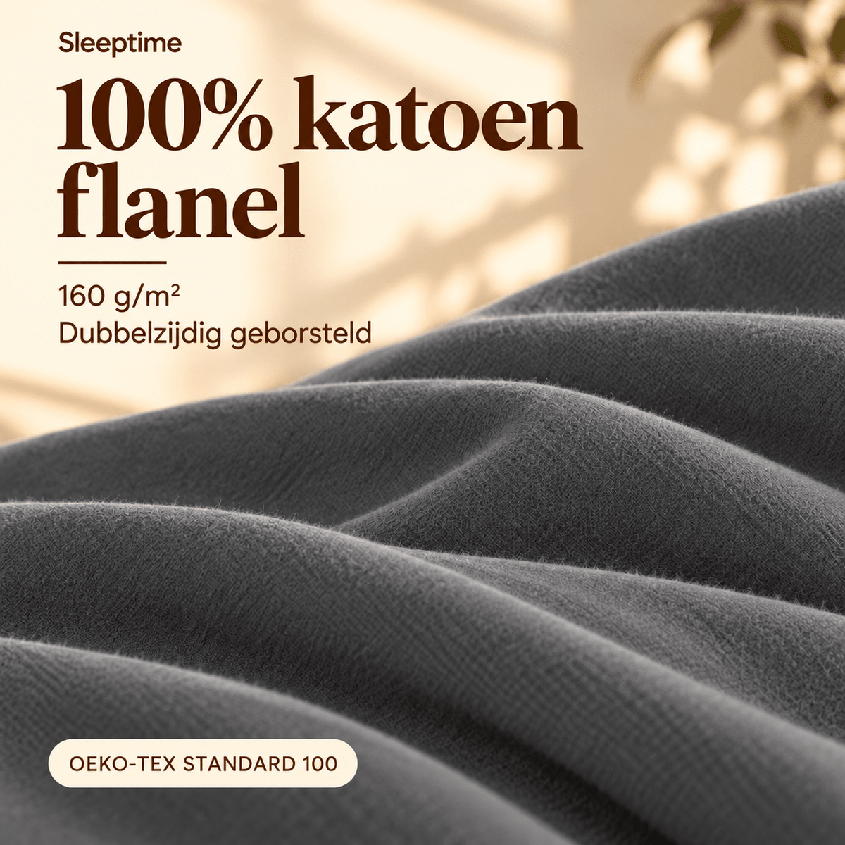 Hoeslaken Flanel Premium – 100% Katoen 160 gsm – Antraciet – Dreamhouse - Dromen & Wonen