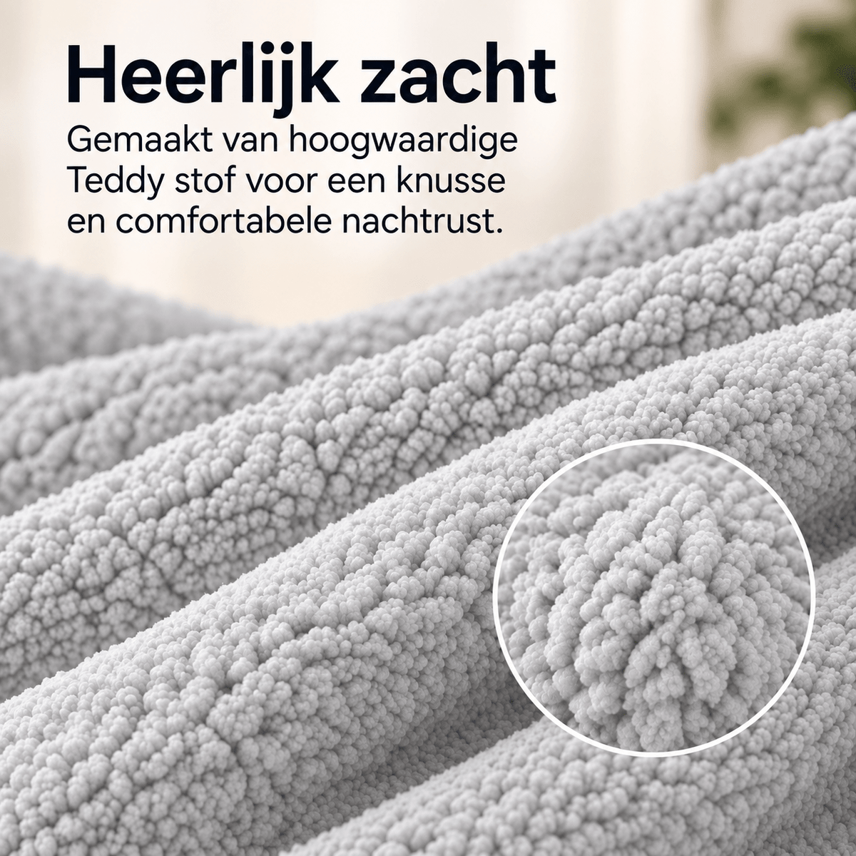 Hoeslaken Teddy – Extra Warm & Superzacht – Grijs – Sleeptime - Dromen & Wonen