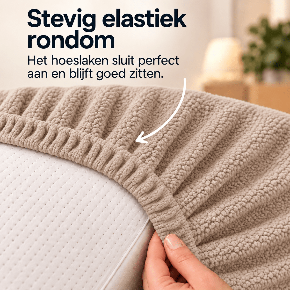 Hoeslaken Teddy – Extra Warm & Superzacht – Taupe – Sleeptime - Dromen & Wonen