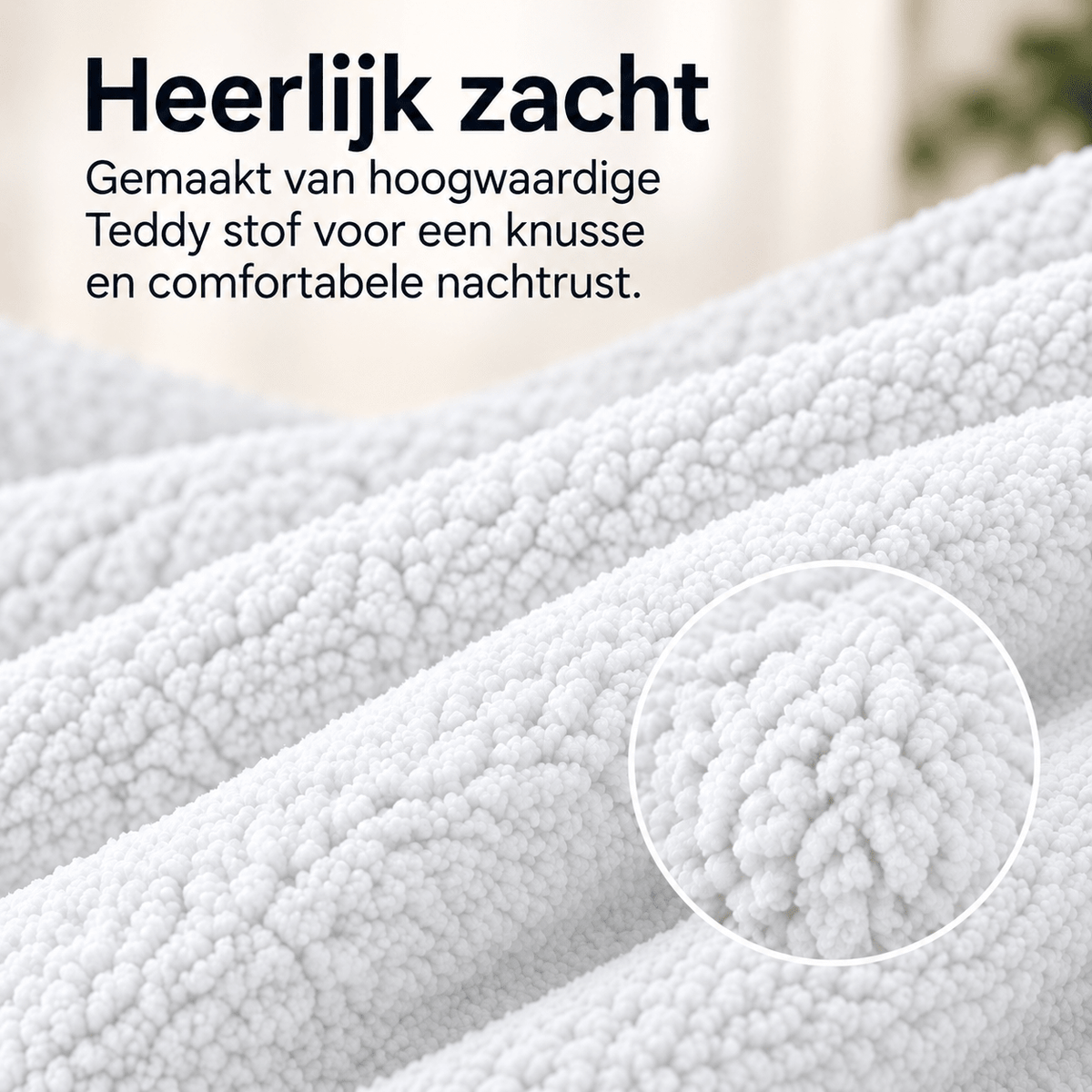 Hoeslaken Teddy – Extra Warm & Superzacht – Wit – Sleeptime - Dromen & Wonen