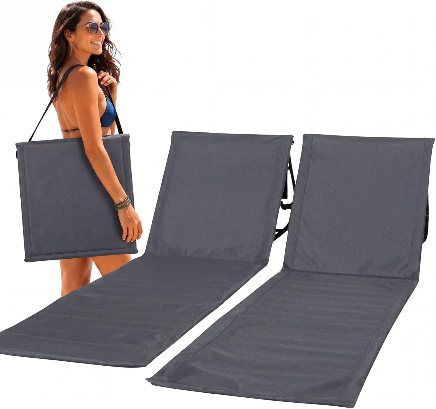 Intimo Strandmat - Set van 2 - Verstelbare Rugleuning - Grijs - Dromen & Wonen