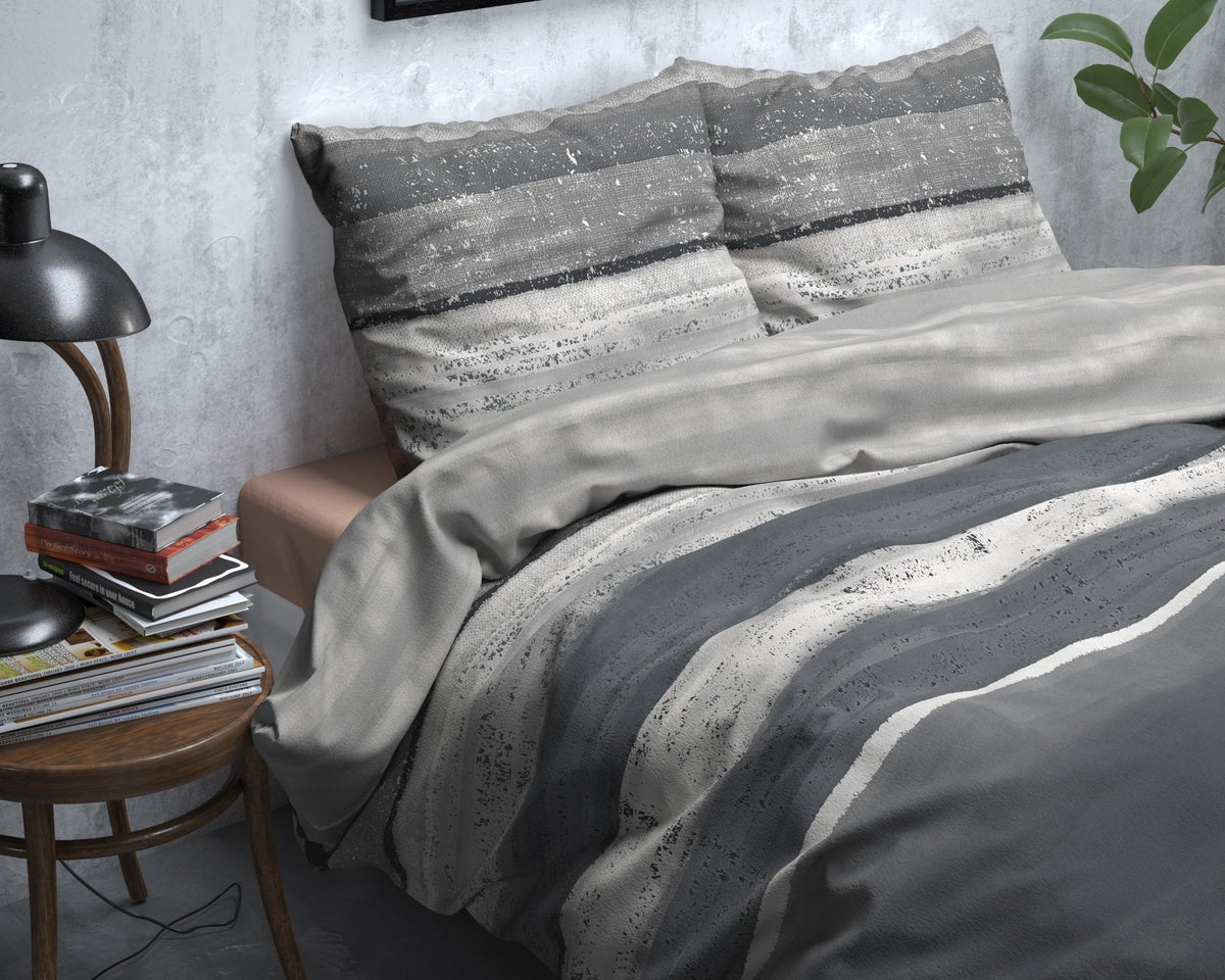 Katoen Flanel Dekbedovertrek Grijs – Marcus – Warm & Zacht met Kussenslopen – Sleeptime - Dromen & Wonen