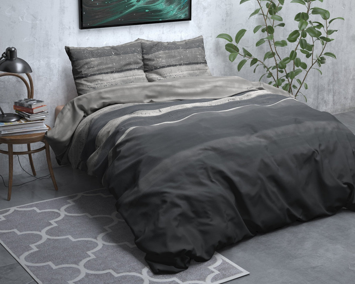 Katoen Flanel Dekbedovertrek Grijs – Marcus – Warm & Zacht met Kussenslopen – Sleeptime - Dromen & Wonen