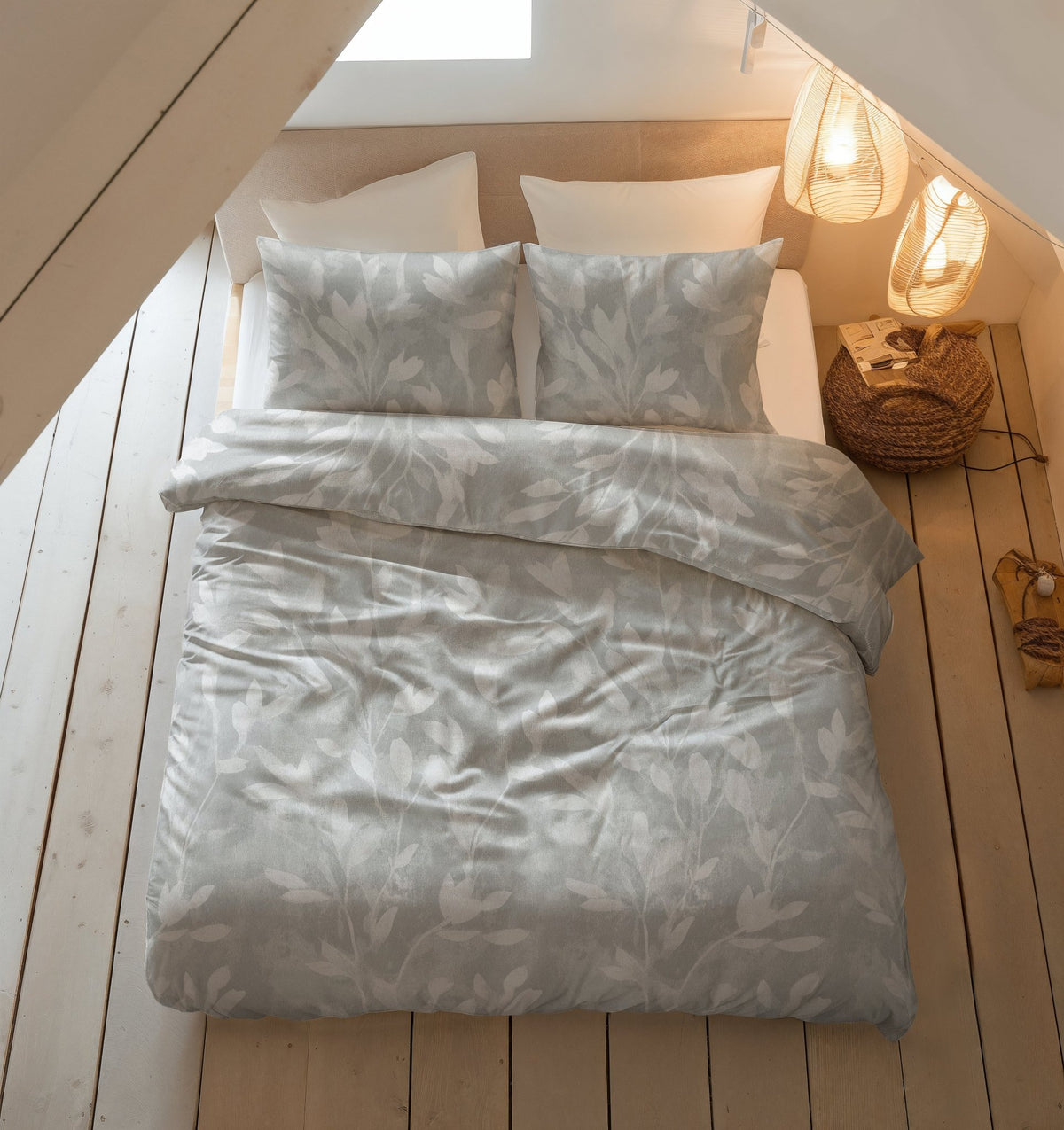 Katoen Flanel Dekbedovertrek Grijs – Rosa – Warm & Zacht met Kussenslopen – Sleeptime - Dromen & Wonen