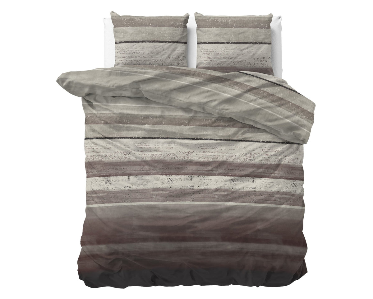 Katoen Flanel Dekbedovertrek Taupe – Marcus – Warm & Zacht met Kussenslopen – Sleeptime - Dromen & Wonen