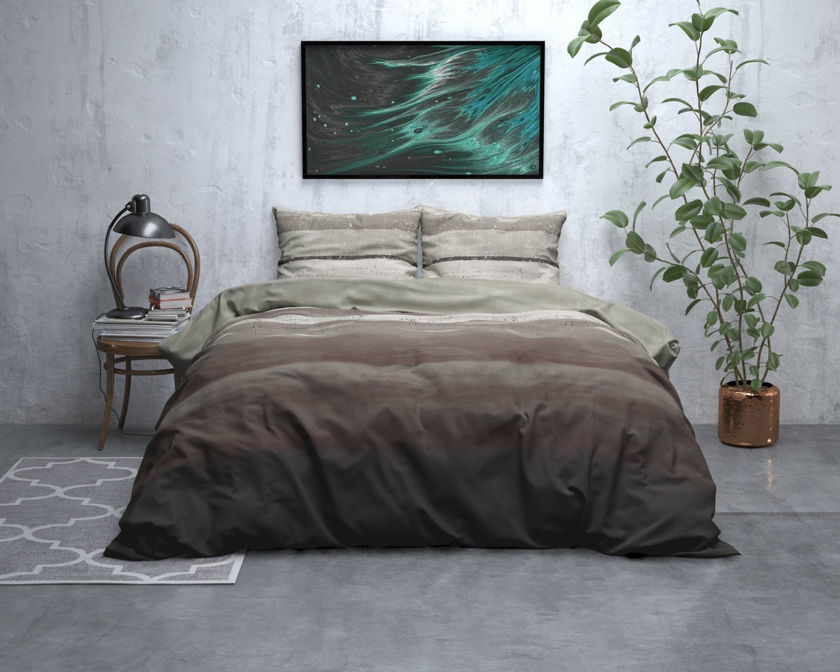 Katoen Flanel Dekbedovertrek Taupe – Marcus – Warm & Zacht met Kussenslopen – Sleeptime - Dromen & Wonen