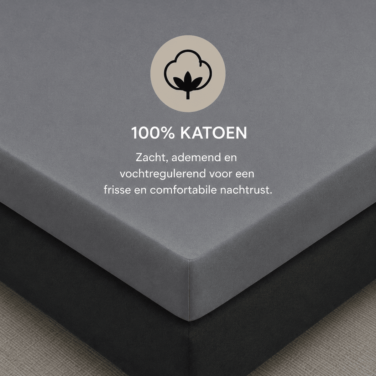 Katoenen Topper Hoeslaken Grijs - Dromen & Wonen