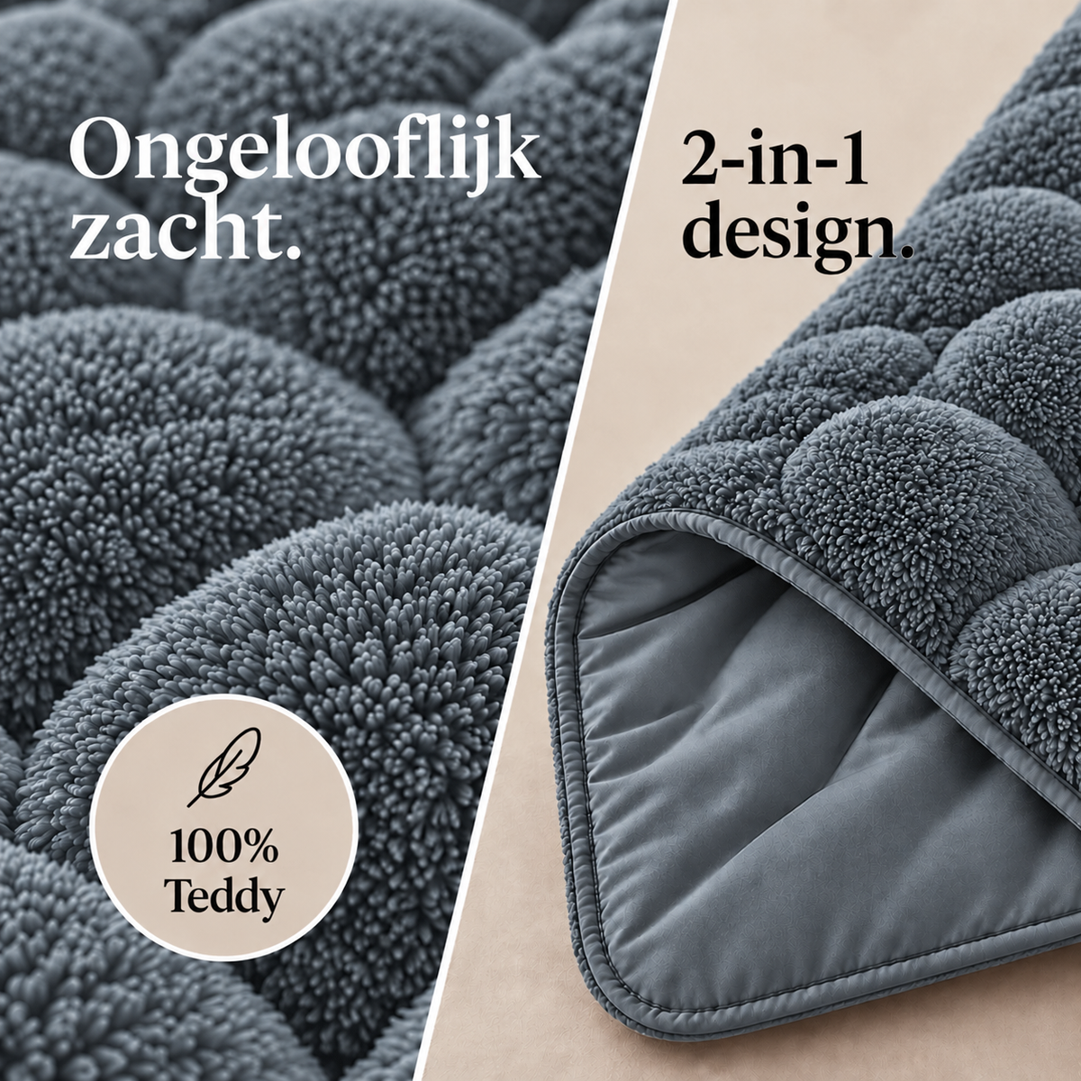 Dekbed en Overtrek in 1 – Zacht Teddy Dekbed – Antraciet – Sleeptime