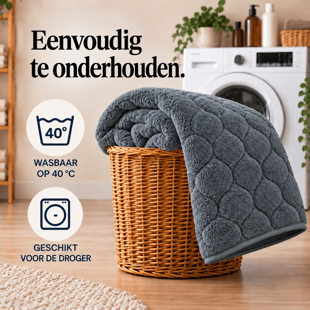 Dekbed en Overtrek in 1 – Zacht Teddy Dekbed – Antraciet – Sleeptime