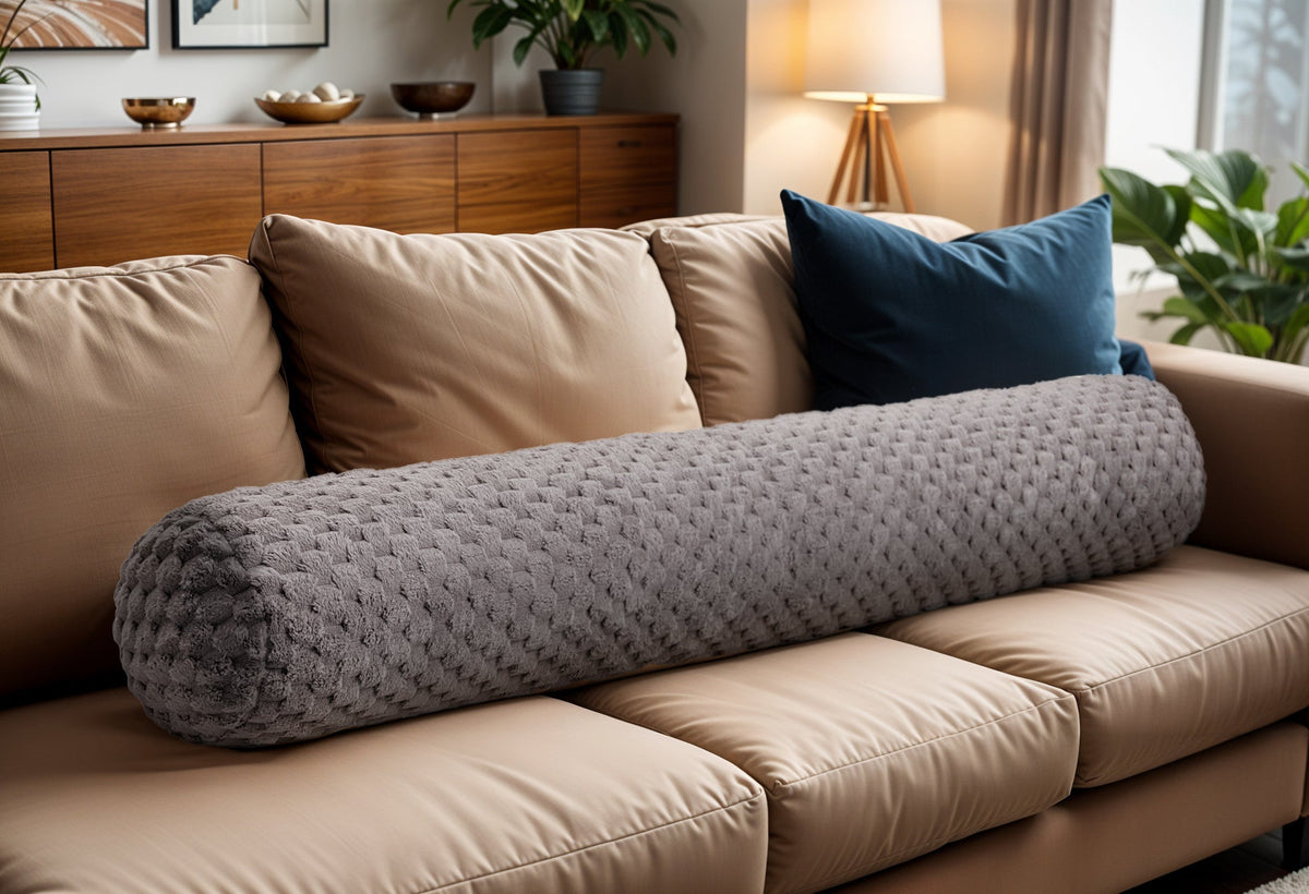 Lichaamskussen Taupe 140 cm – Jacquard Flanel Bodypillow – Sleeptime - Dromen & Wonen