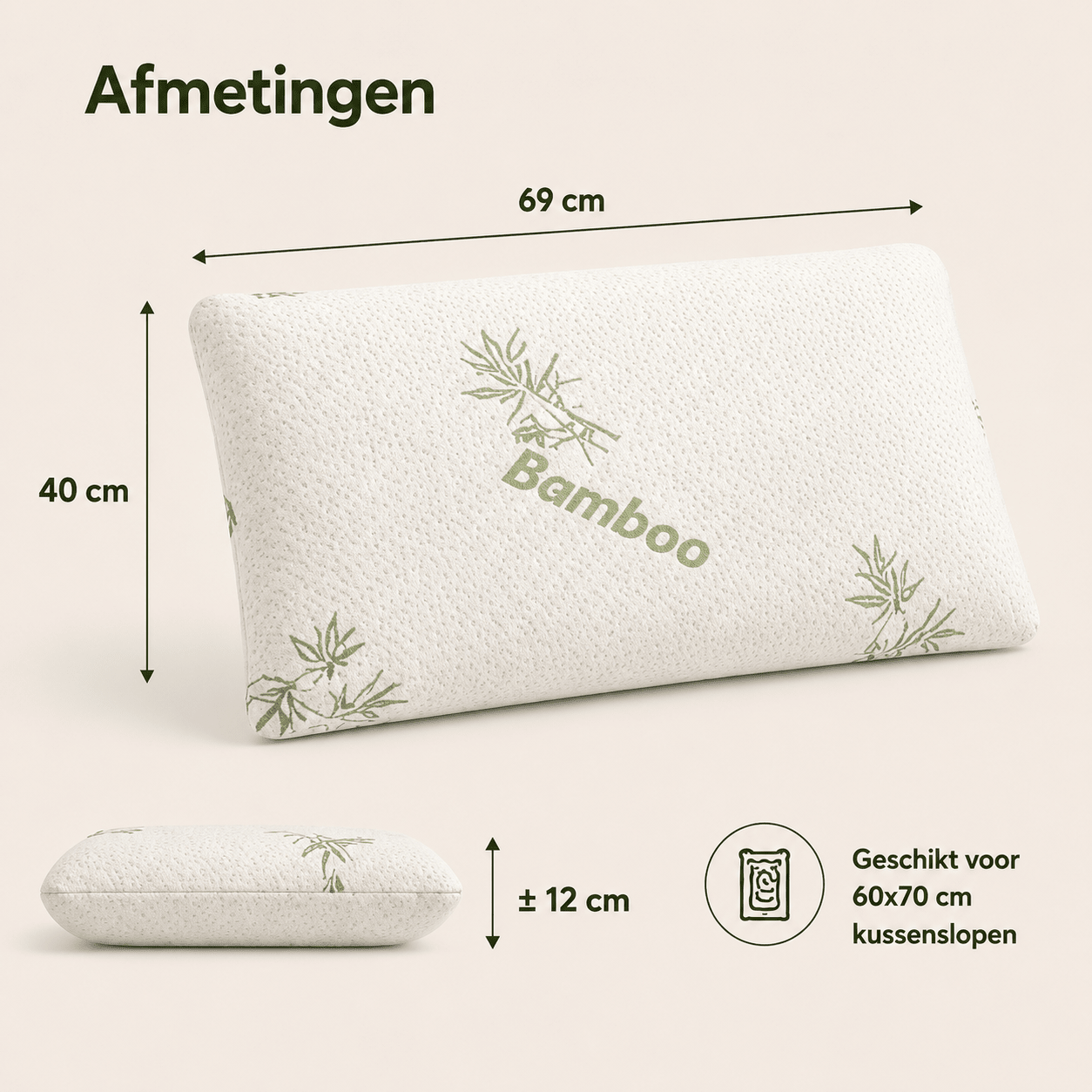 Orthopedisch Bamboe Viscogel Hoofdkussen 70 x 40 - Dromen & Wonen