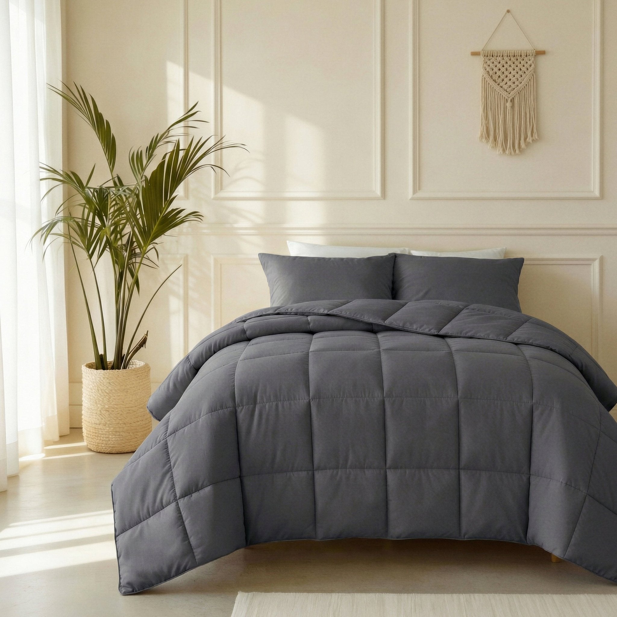 Primaviera Deluxe Dekbed en Overtrek in 1 – Perkal Hotel – Antraciet - Dromen & Wonen