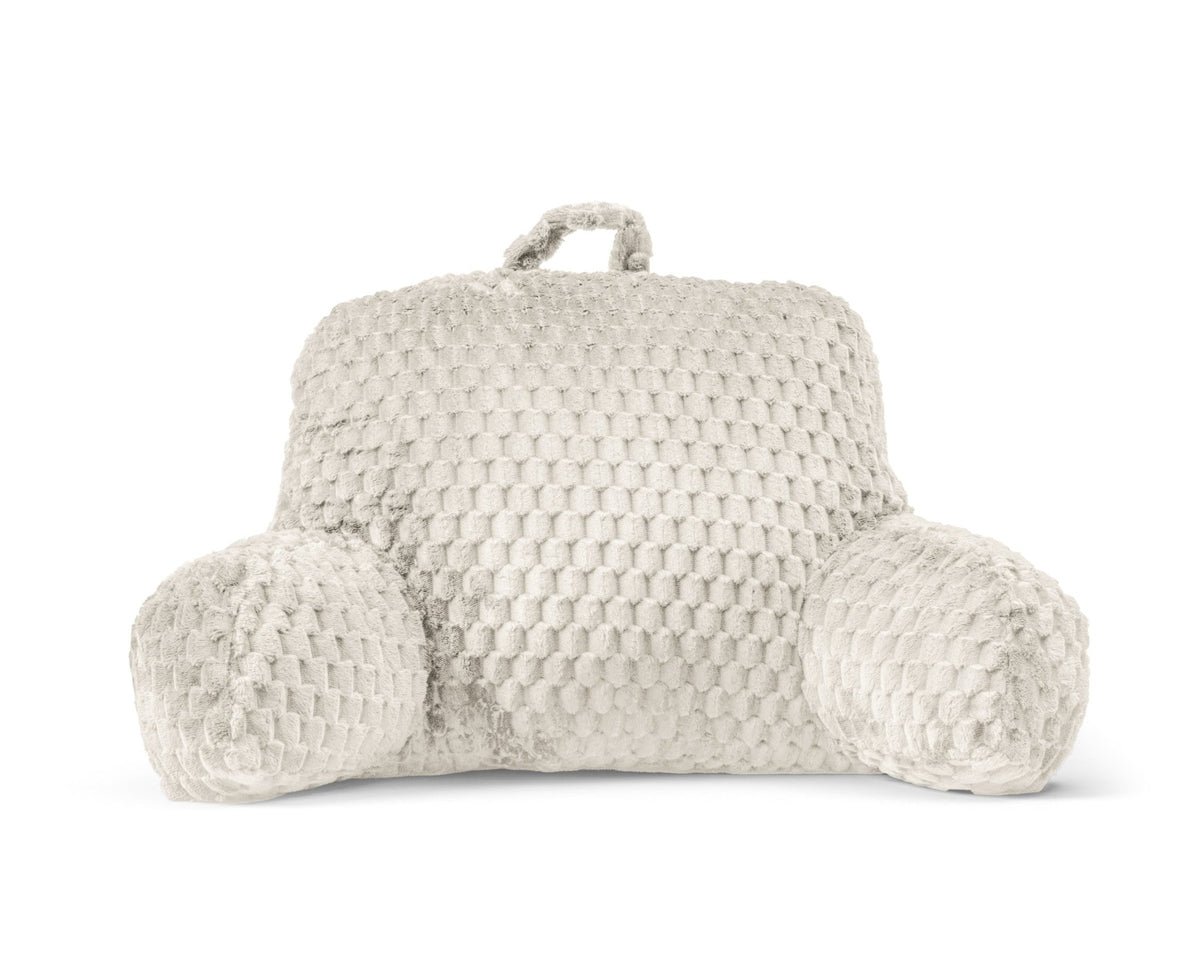 Rugsteunkussen voor Bed Creme – Jacquard Flanel Leeskussen met Armleuningen – 34x50 cm – Sleeptime - Dromen & Wonen