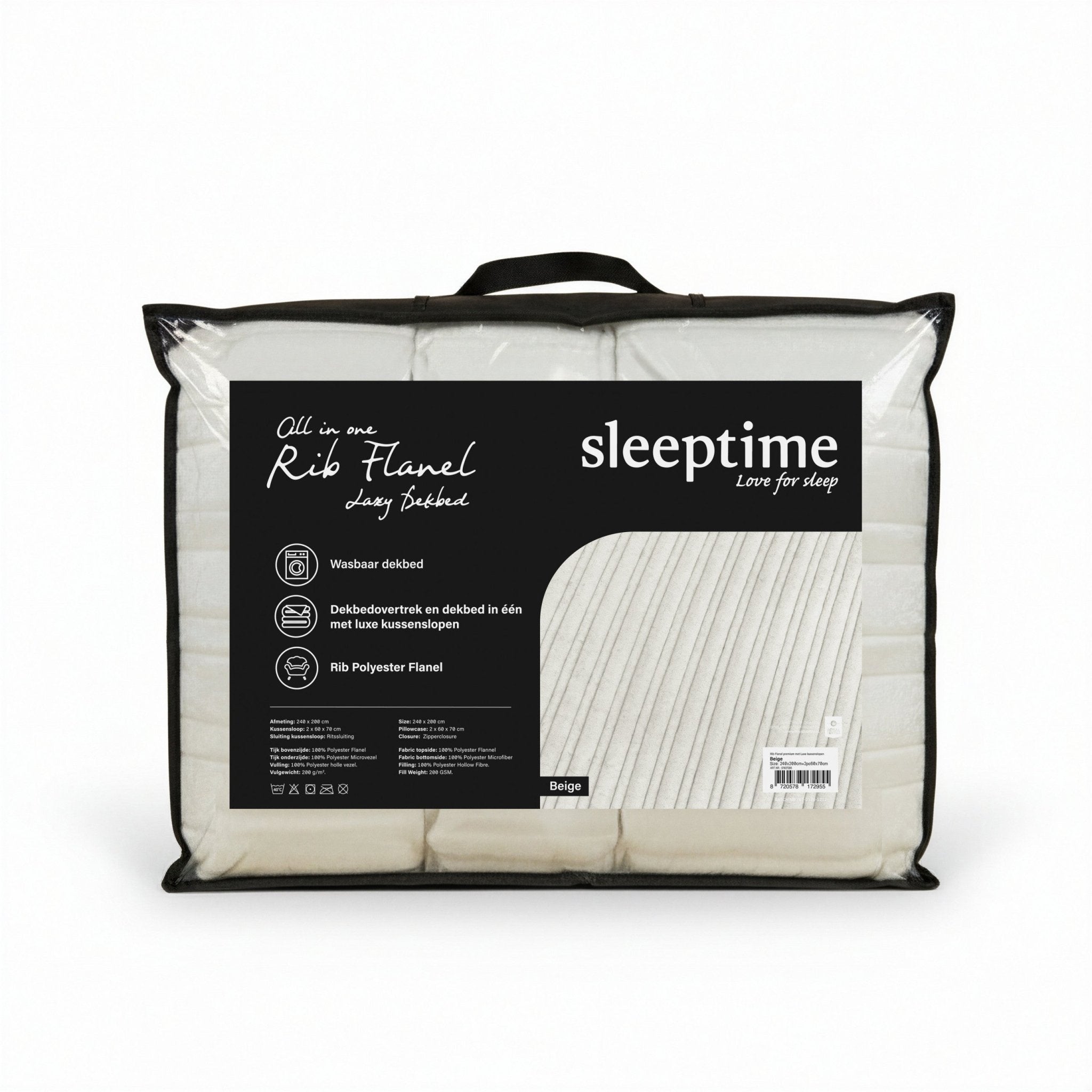 Sleeptime Dekbed en Overtrek in 1 - Flanel Rib - Beige - Dromen & Wonen