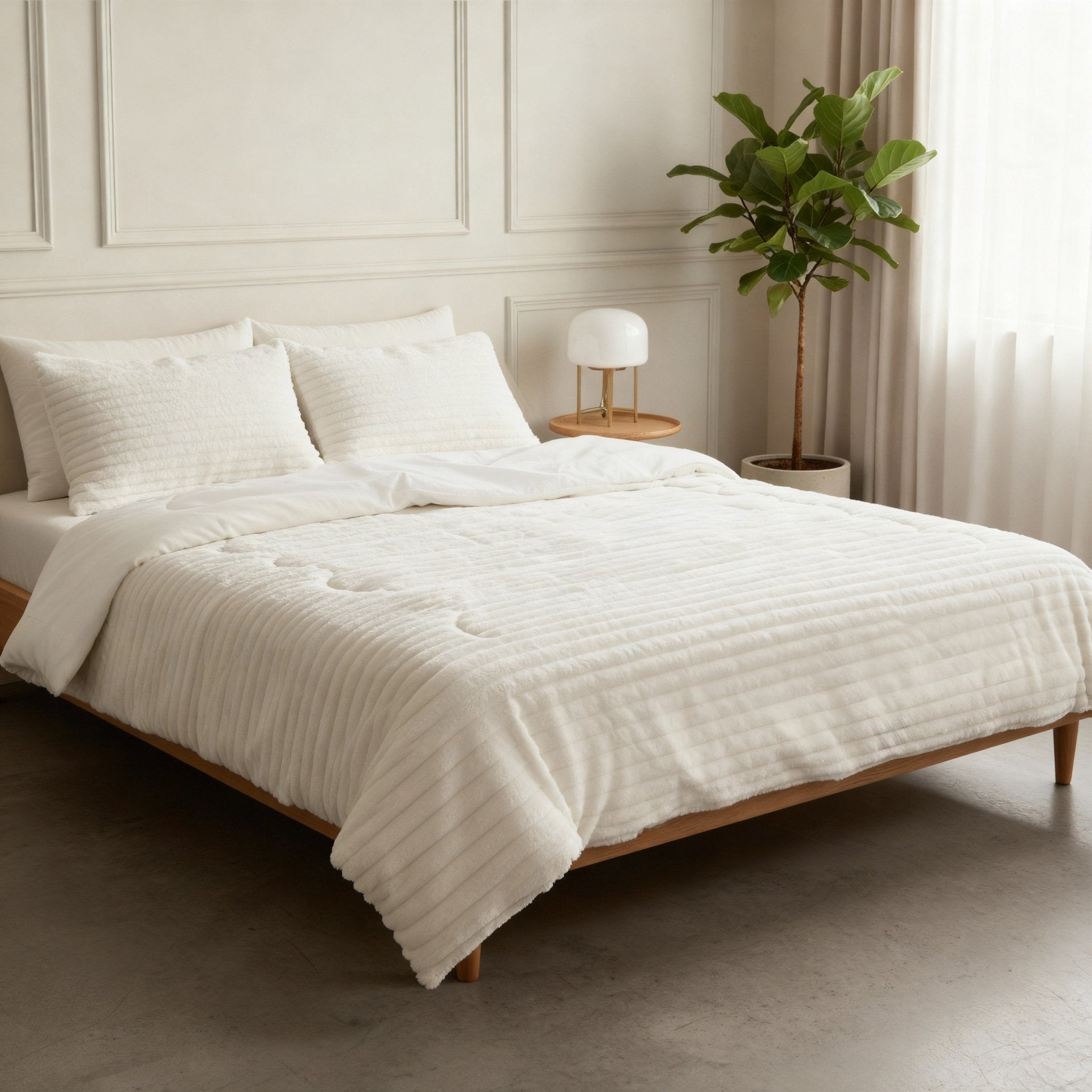 Sleeptime Dekbed en Overtrek in 1 - Flanel Rib - Beige - Dromen & Wonen