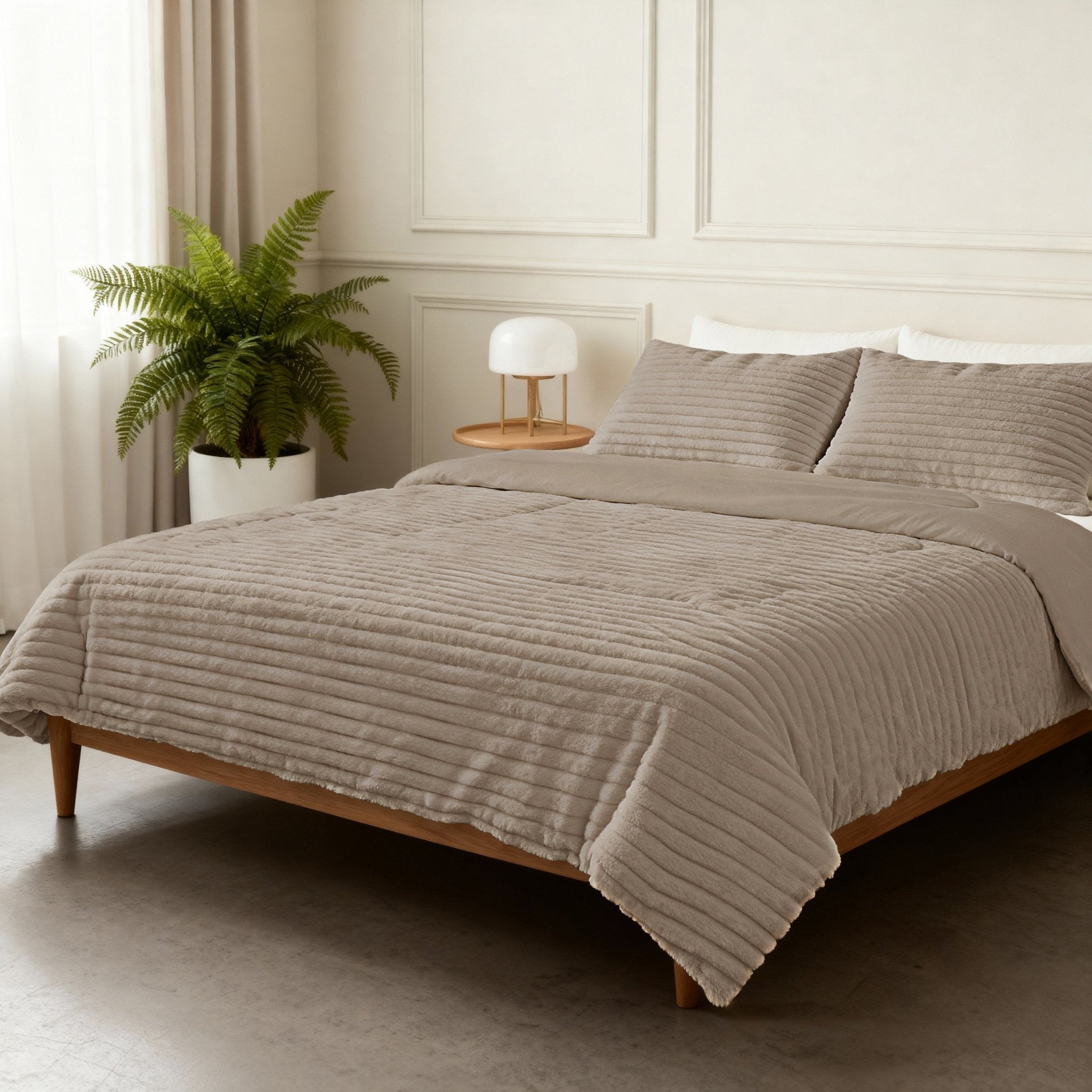 Sleeptime Dekbed en Overtrek in 1 - Flanel Rib - Taupe - Dromen & Wonen