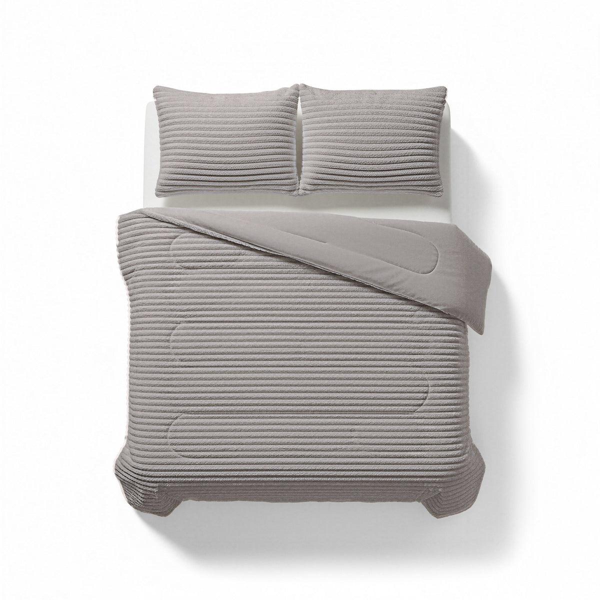 Sleeptime Dekbed en Overtrek in 1 - Flanel Rib - Taupe/Grijs - Dromen & Wonen