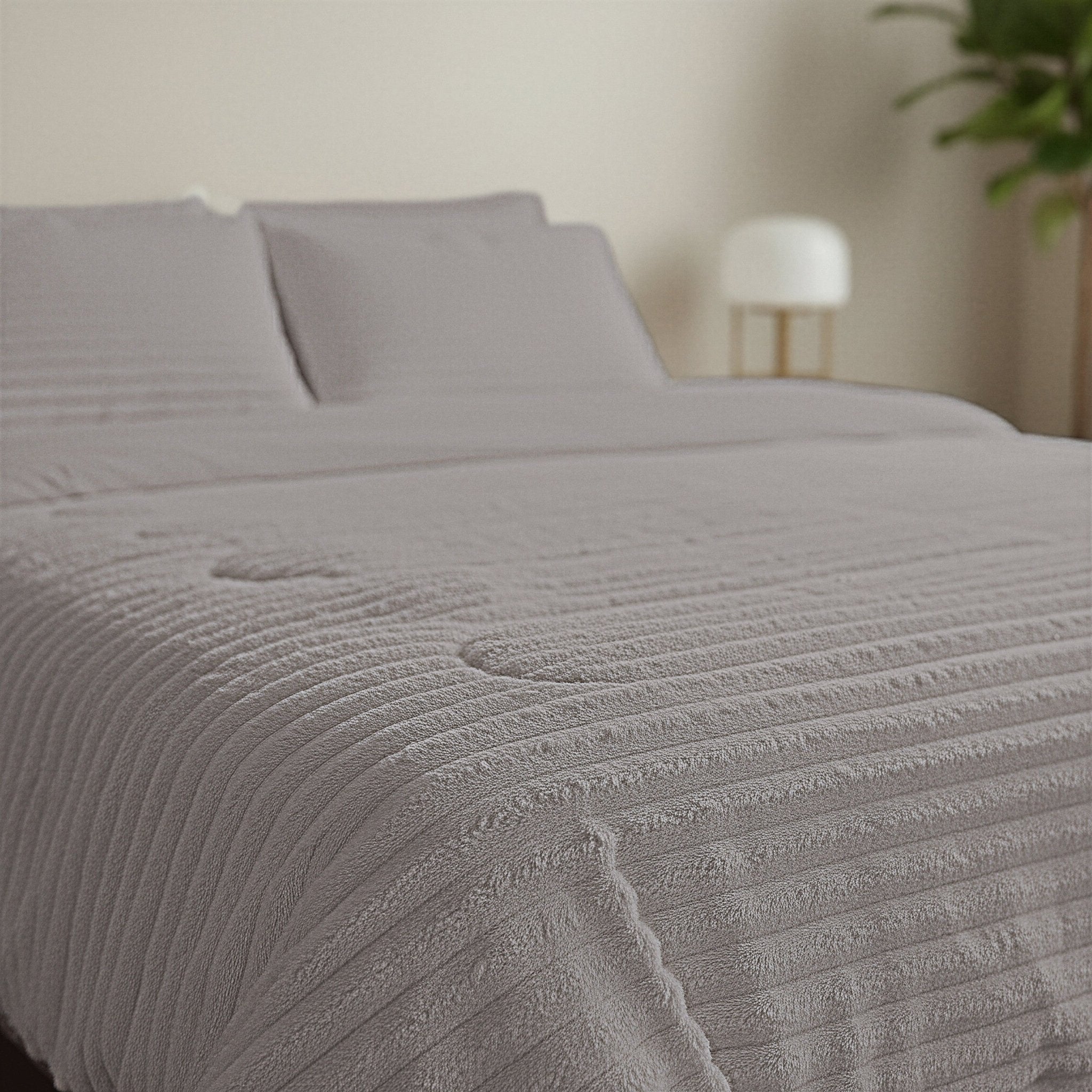 Sleeptime Dekbed en Overtrek in 1 - Flanel Rib - Taupe/Grijs - Dromen & Wonen