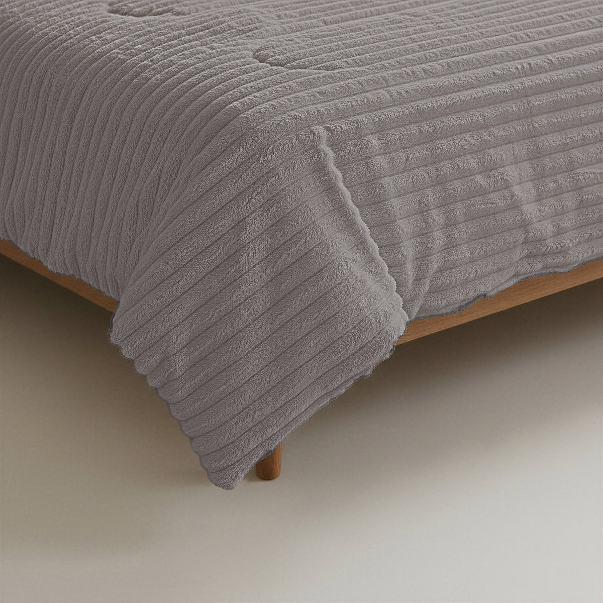 Sleeptime Dekbed en Overtrek in 1 - Flanel Rib - Taupe/Grijs - Dromen & Wonen