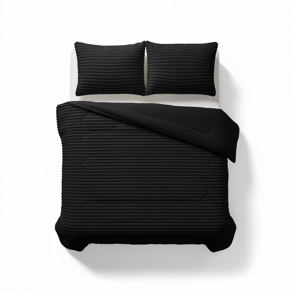 Sleeptime Dekbed en Overtrek in 1 - Flanel Rib - Zwart - Dromen & Wonen