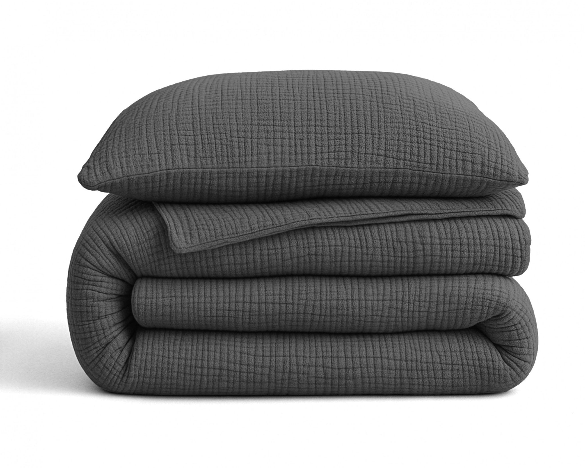 Sleeptime Dekbed en Overtrek in 1 - Mousseline - Antraciet - Dromen & Wonen