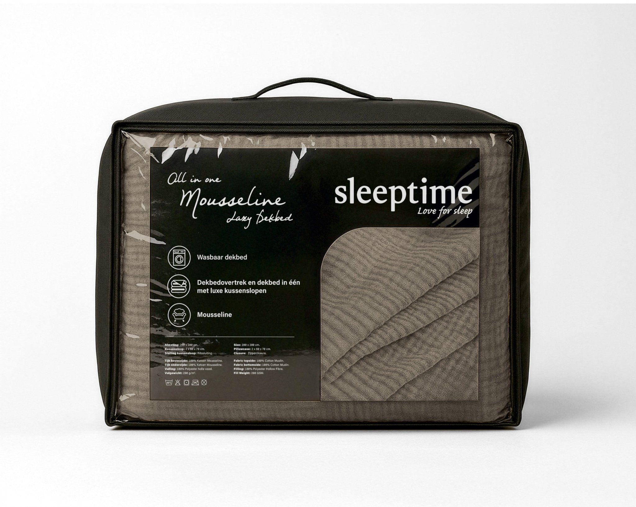 Sleeptime Dekbed en Overtrek in 1 – Mousseline Comfort - Taupe - Dromen & Wonen