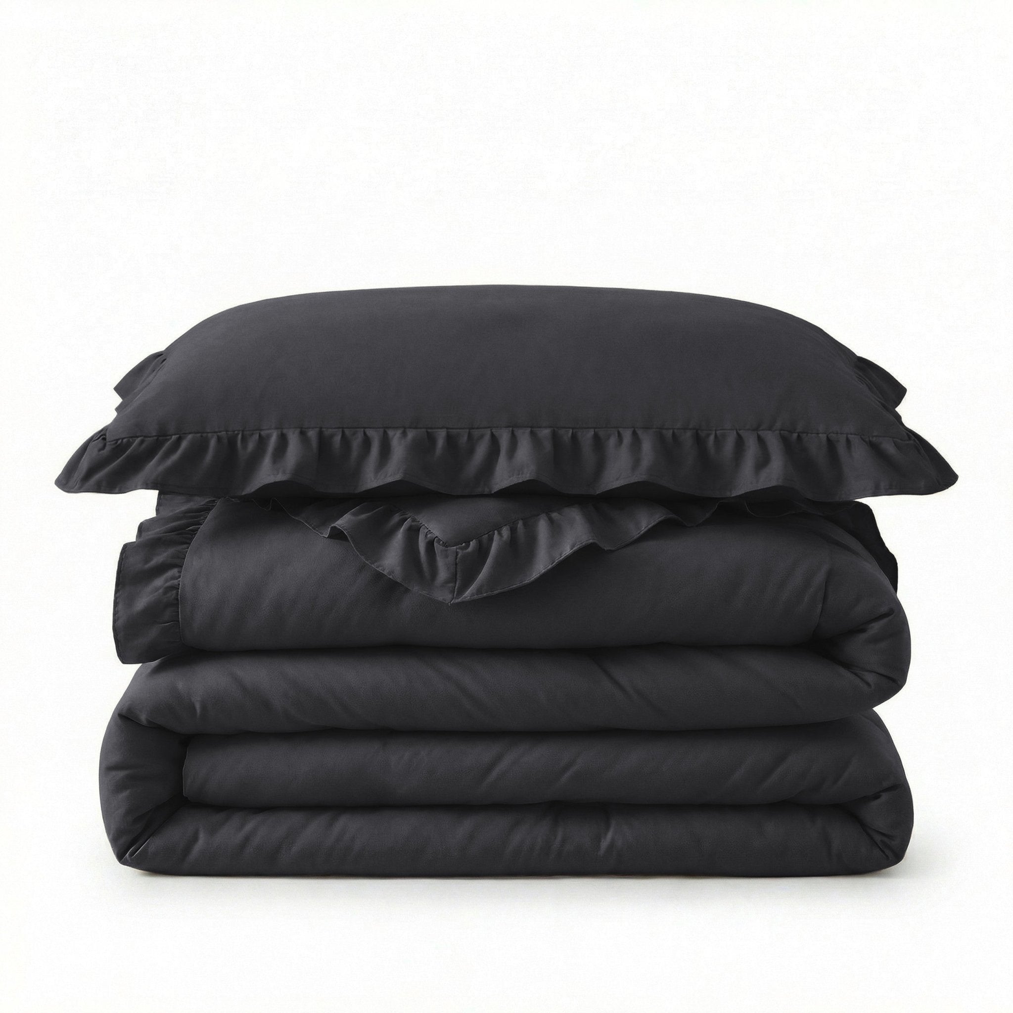 Sleeptime Dekbed en Overtrek in 1 - Ruffles - Antraciet - Dromen & Wonen