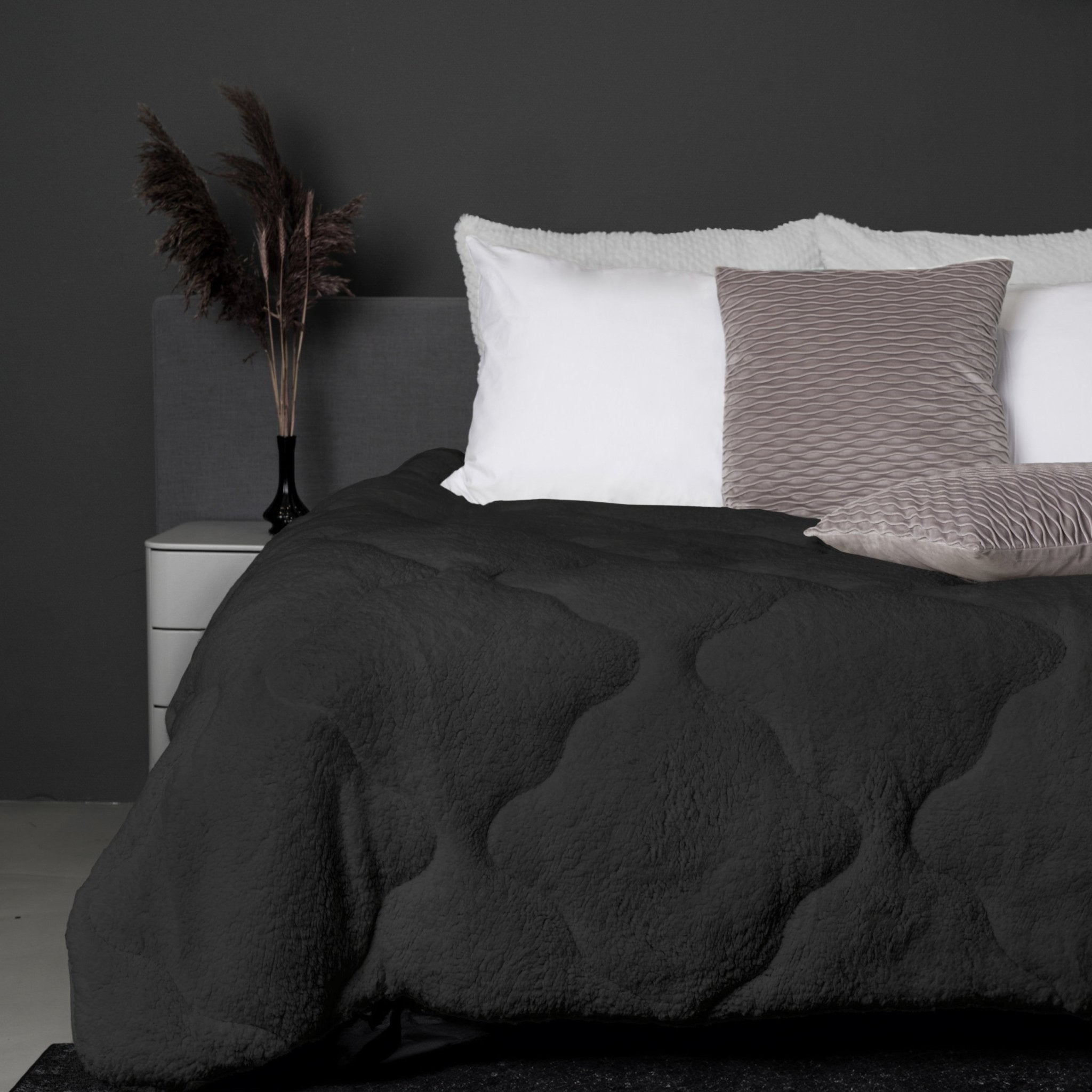 Sleeptime Dekbed en Overtrek in 1 - Teddy - Antraciet - Dromen & Wonen