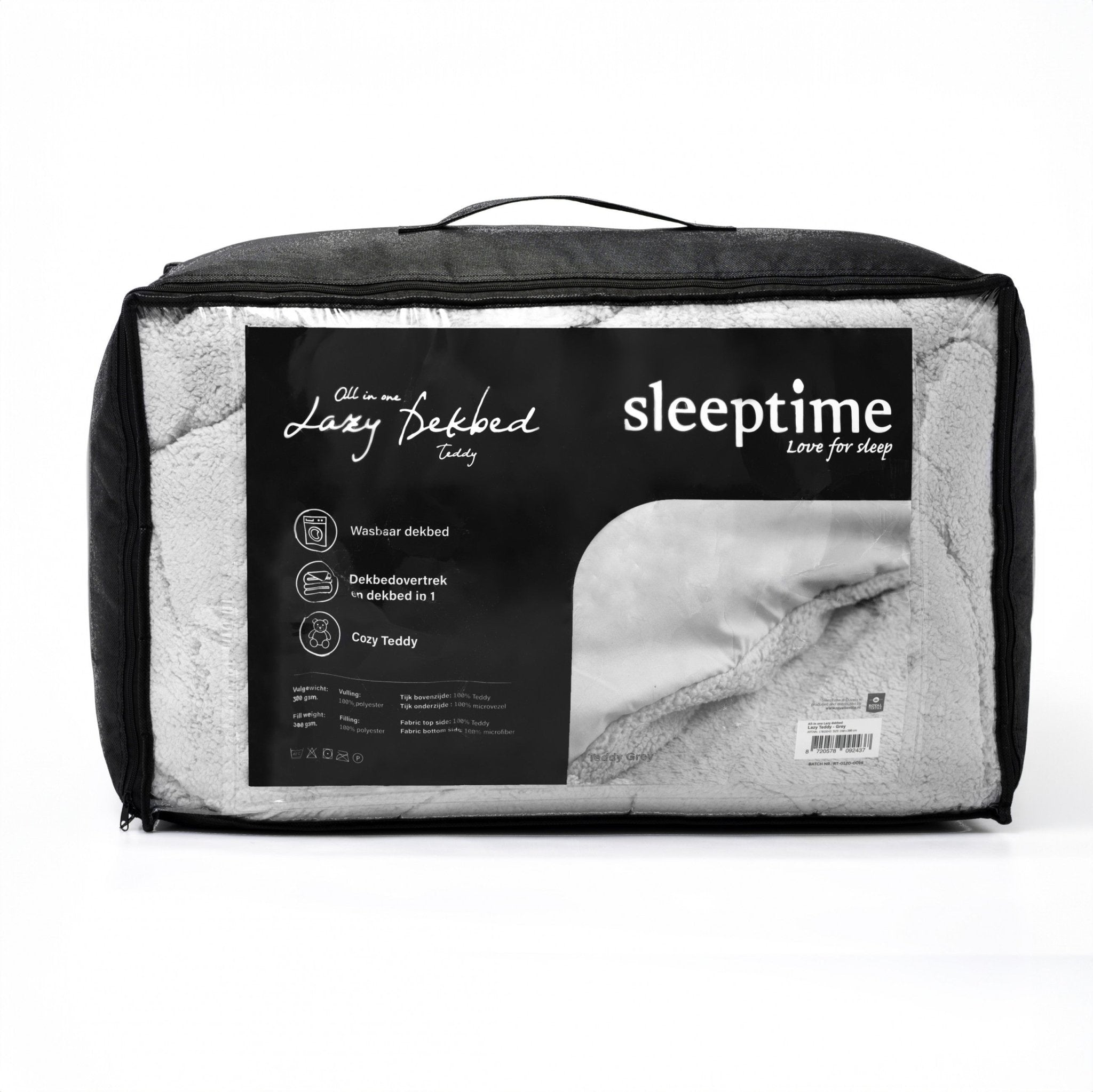 Sleeptime Dekbed en Overtrek in 1 - Teddy - Grijs - Dromen & Wonen