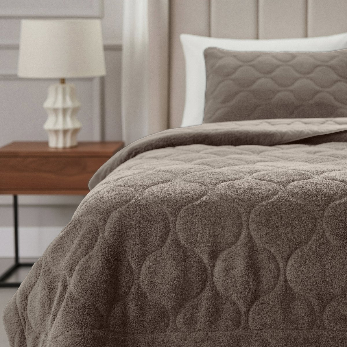 Sleeptime Dekbed en Overtrek in 1 - Teddy - Taupe/Grijs - Dromen & Wonen