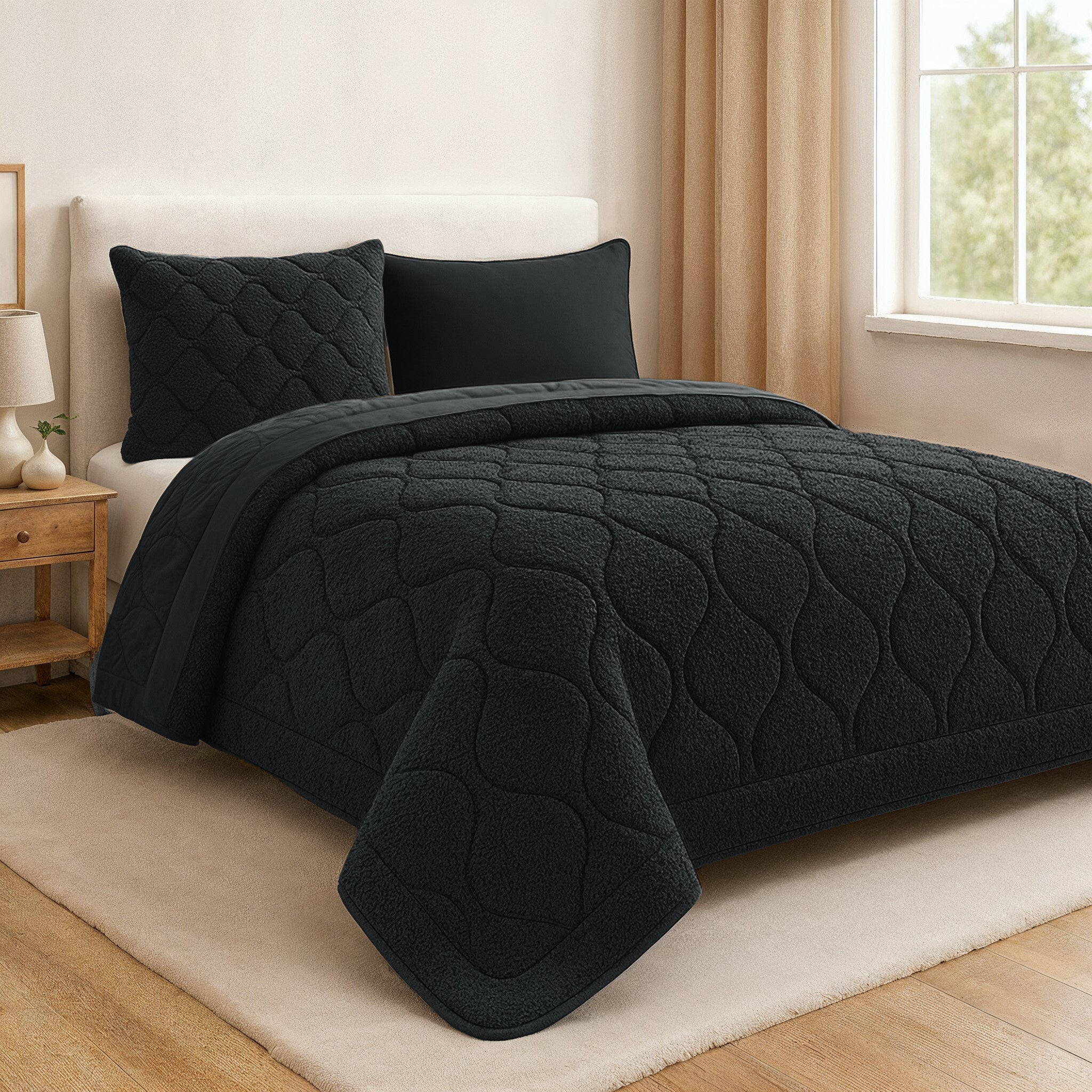 Sleeptime Dekbed en Overtrek in 1 - Teddy - Zwart - Dromen & Wonen