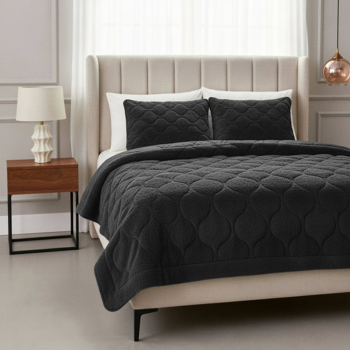 Sleeptime Dekbed en Overtrek in 1 - Teddy - Zwart - Dromen & Wonen