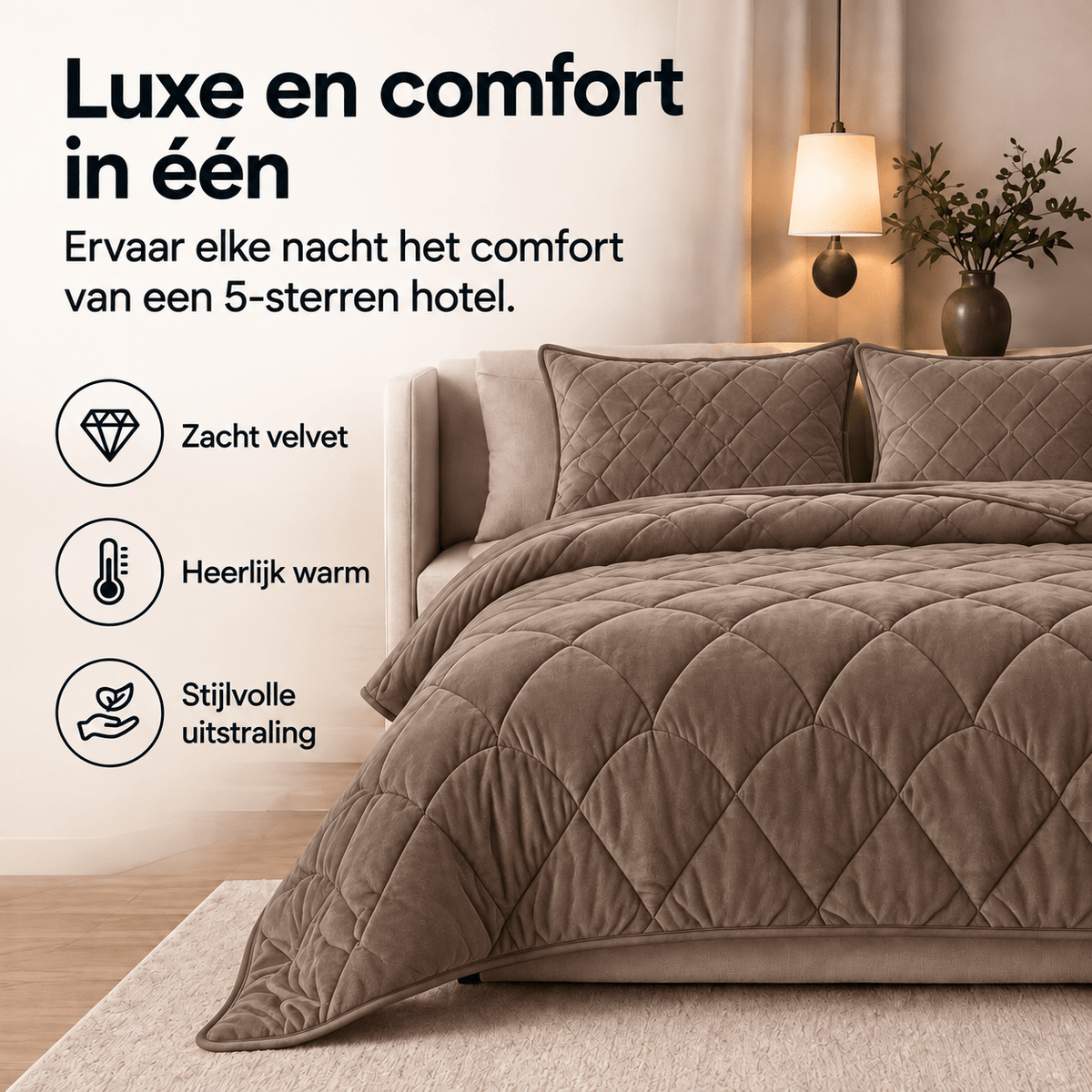 Sleeptime Dekbed en Overtrek in 1 - Velvet - Bruin - Dromen & Wonen