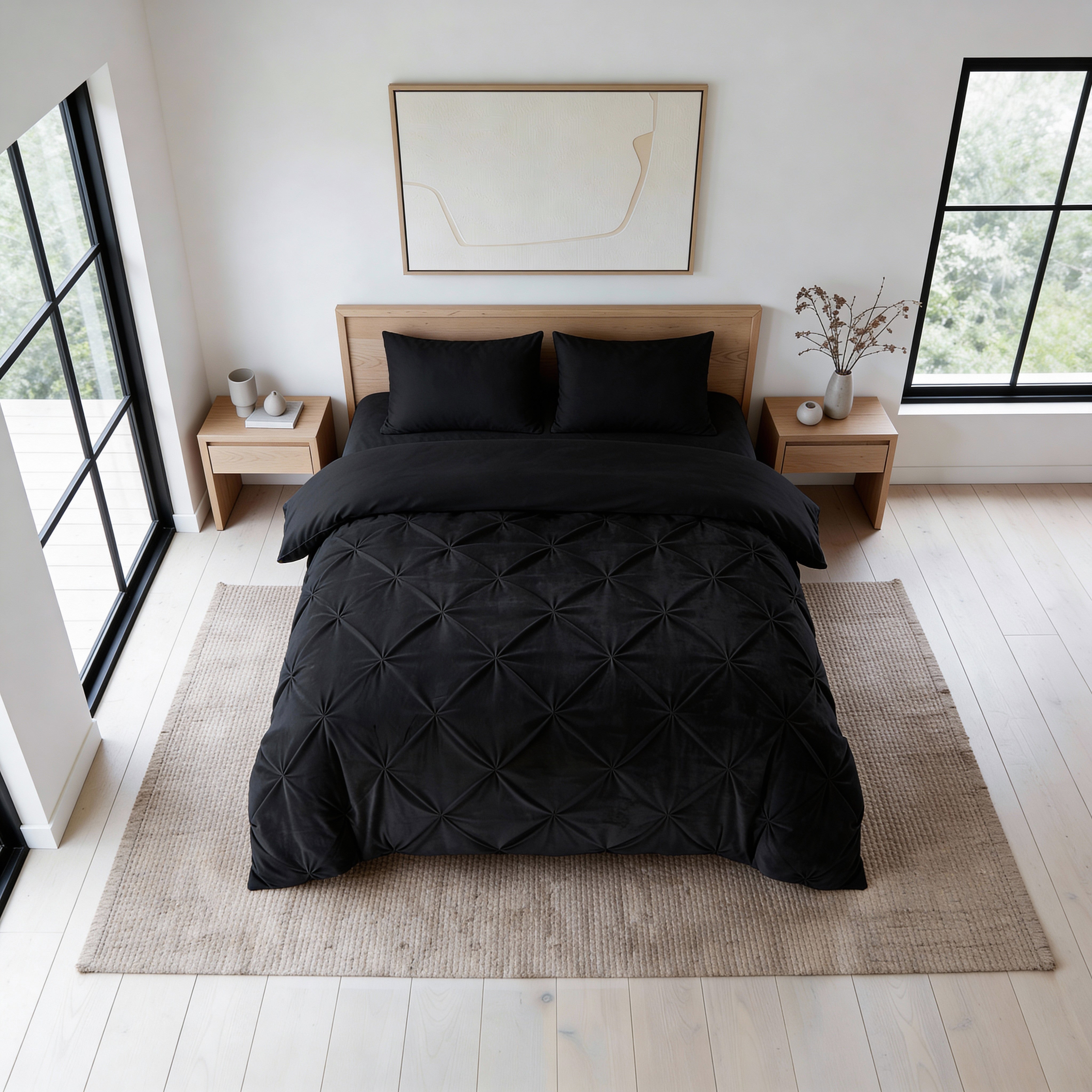 Sleeptime Dekbed en Overtrek in 1 – Velvet Pintuck – Zwart - Dromen & Wonen