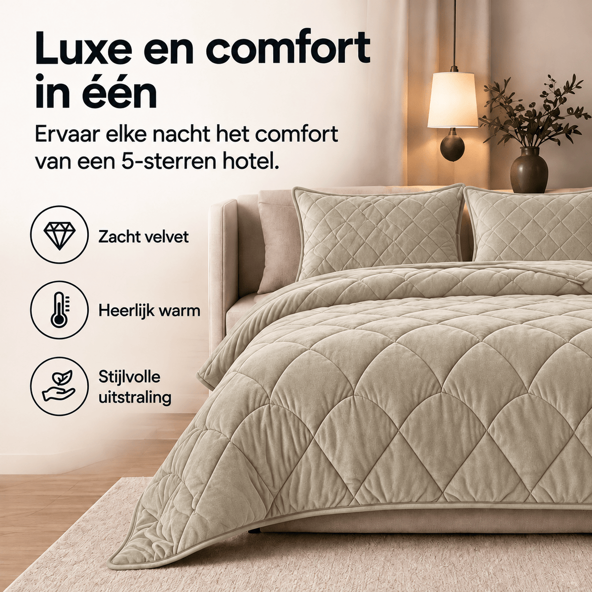 Sleeptime Dekbed en Overtrek in 1 - Velvet - Taupe - Dromen & Wonen
