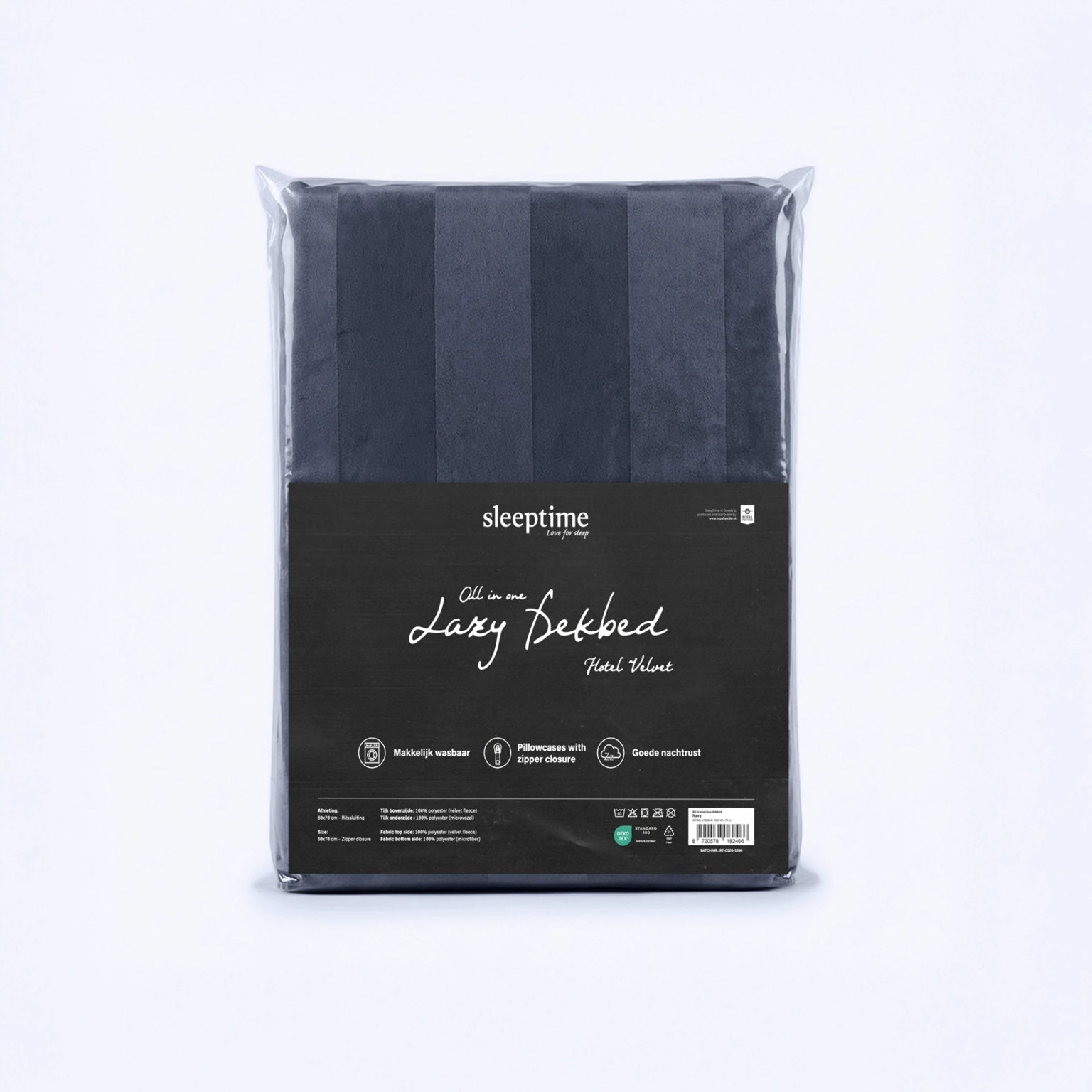 Sleeptime Hotel Velvet Kussenslopen Navy Blauw 60x70 cm - 2 Pack Luxe Velvet - Dromen & Wonen