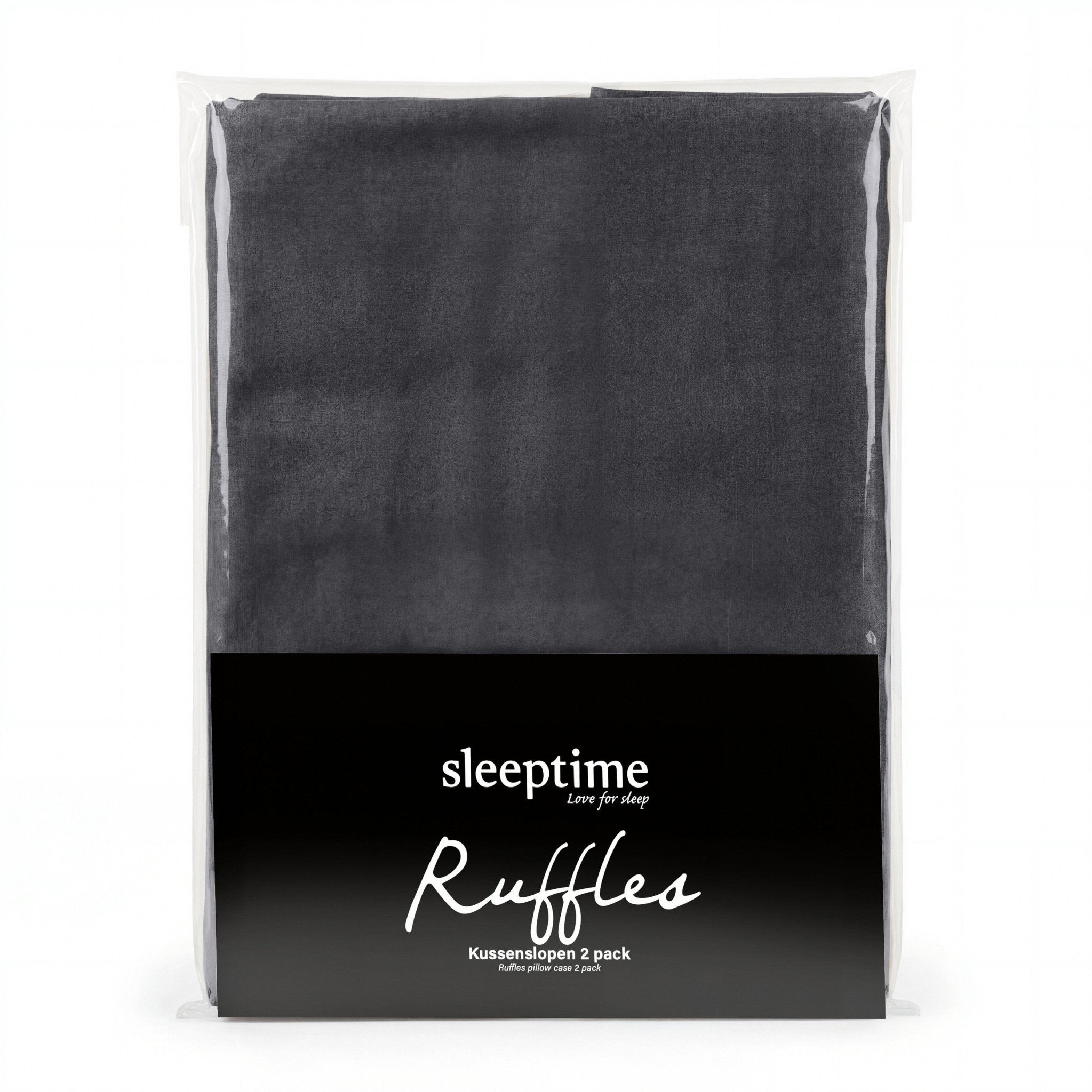 Sleeptime Kussensloop - 2 Stuks - Ruffles - Antraciet - 60x70 - Dromen & Wonen