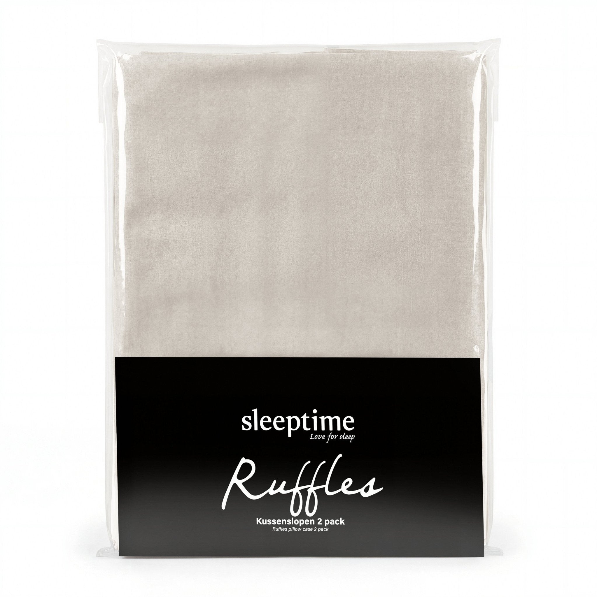 Sleeptime Kussensloop - 2 Stuks - Ruffles - Taupe/Grijs - 60x70 - Dromen & Wonen