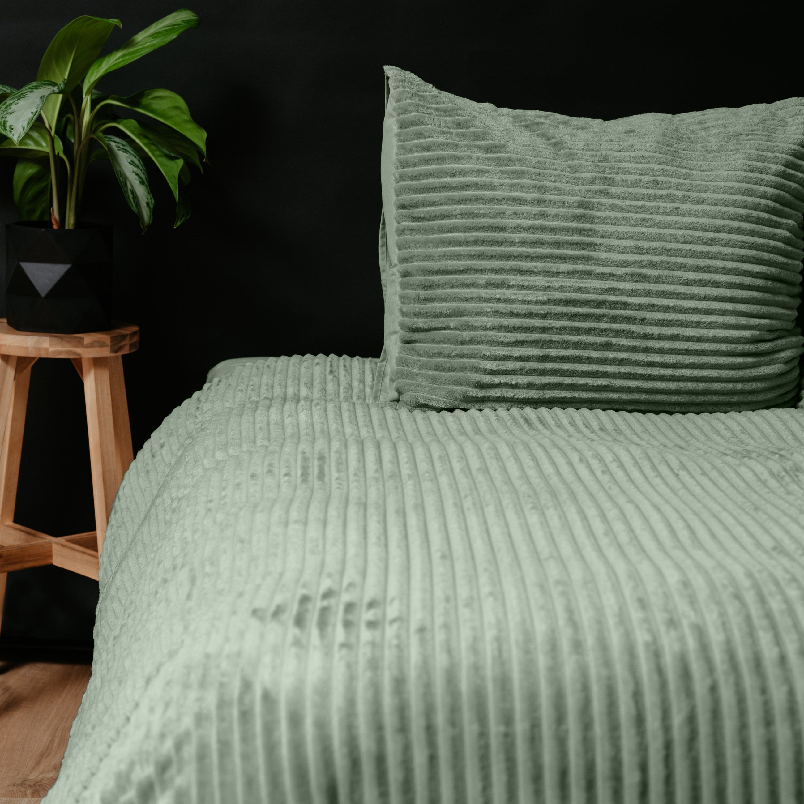 Sleeptime Rib Teddy Groen Dekbedovertrek - Dromen & Wonen