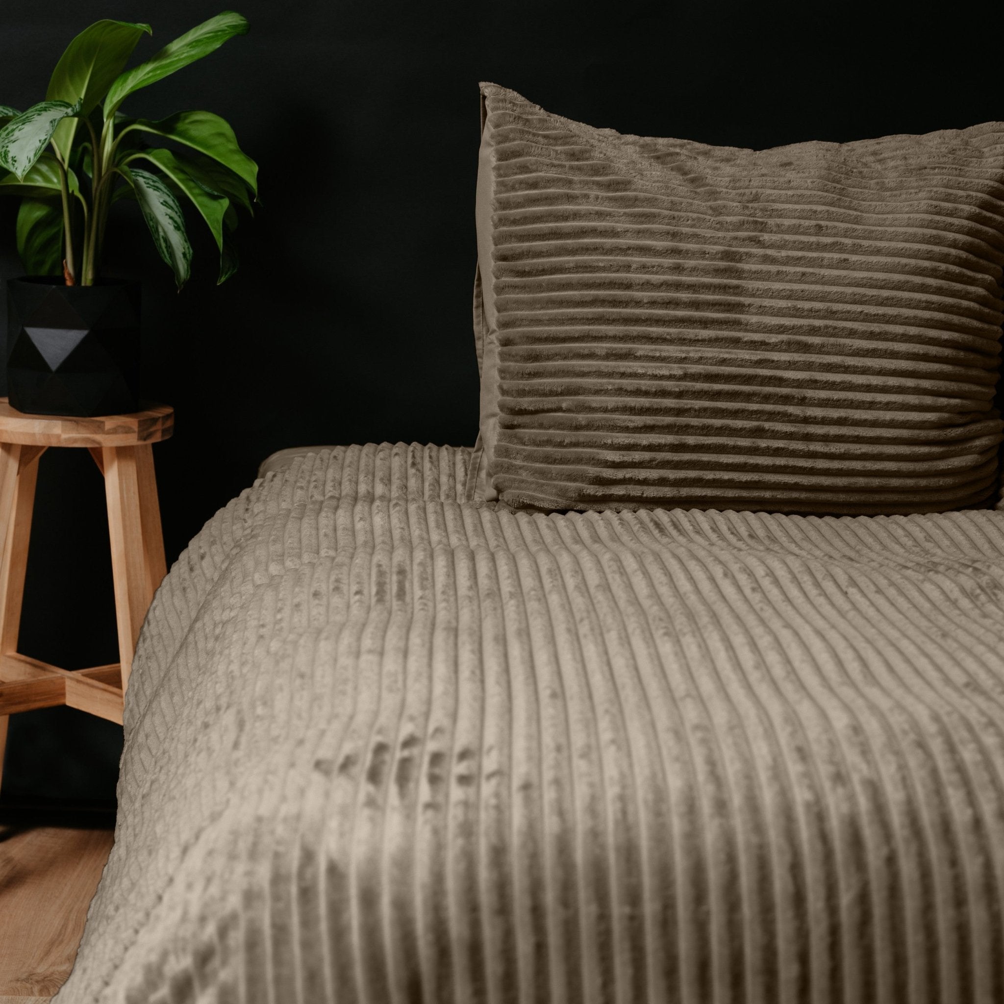 Sleeptime Rib Teddy Taupe Dekbedovertrek - Dromen & Wonen