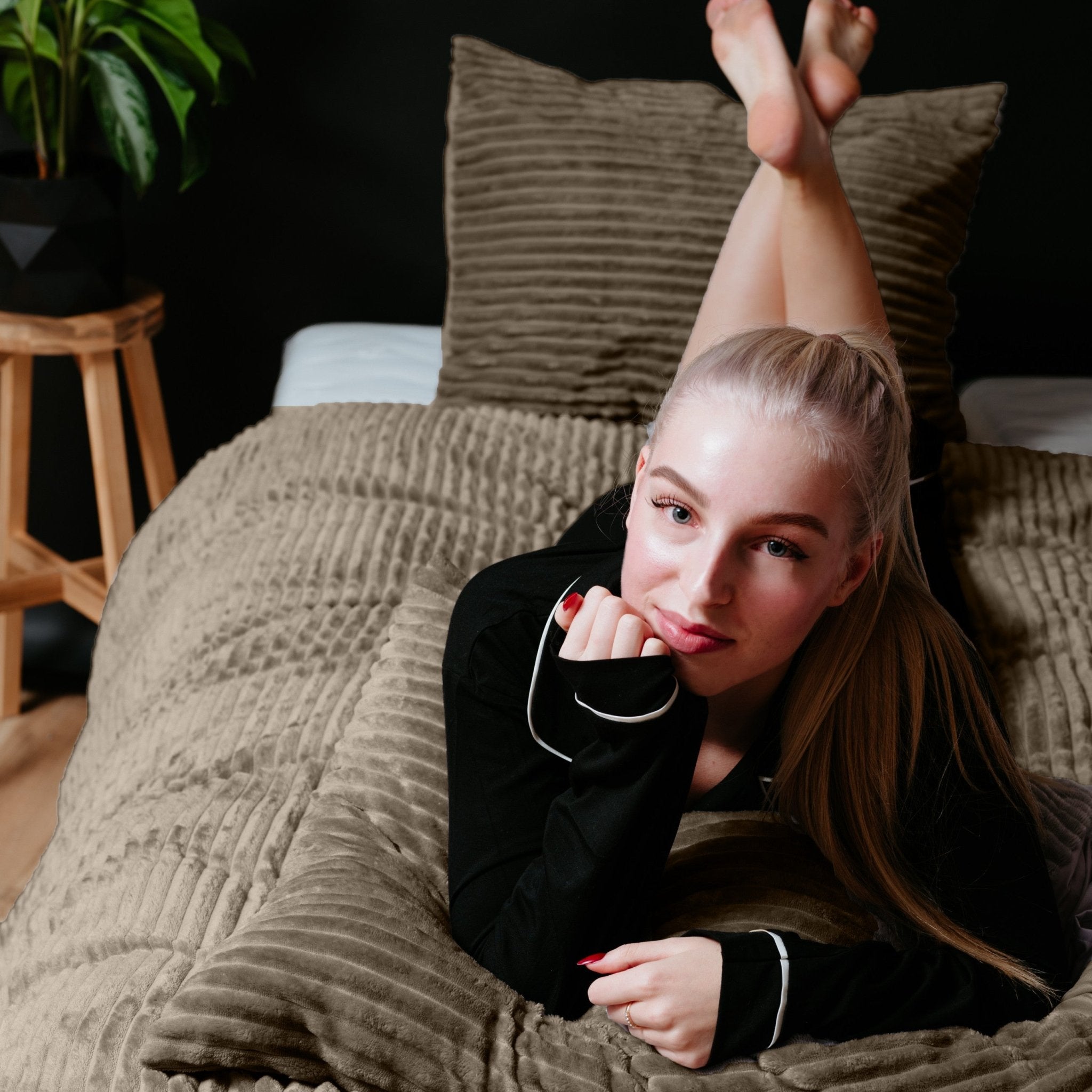 Sleeptime Rib Teddy Taupe Dekbedovertrek - Dromen & Wonen