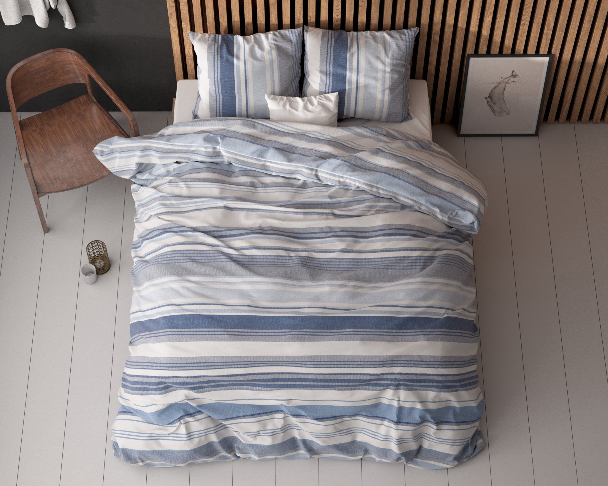 Sleeptime Stripy Blauw Dekbedovertrek - Dromen & Wonen