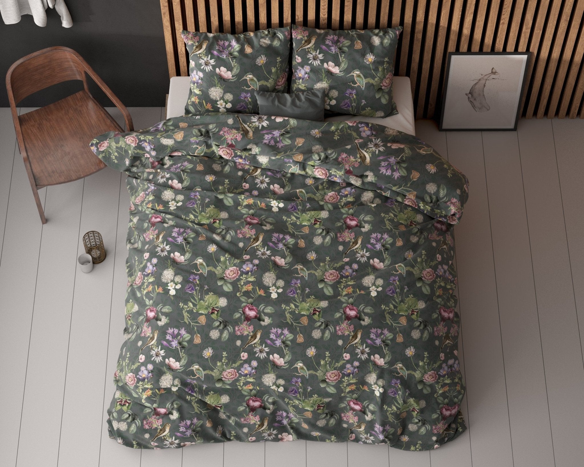 Sleeptime Tripple Flower Groen Dekbedovertrek - Dromen & Wonen