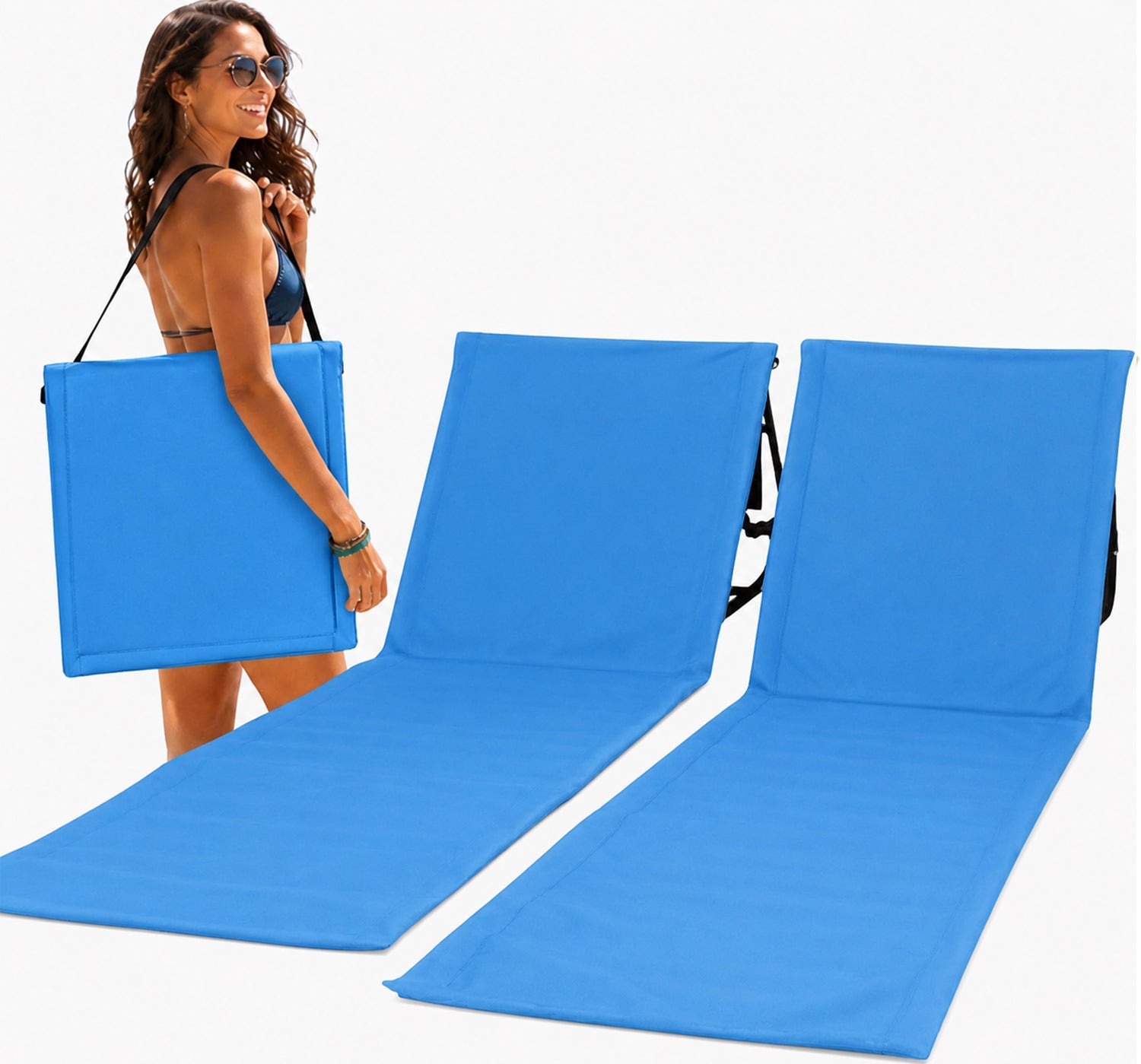 Strandmat 2-Pack – Verstelbare Ligmat met Rugleuning – Blauw - Intimo Living - Dromen & Wonen