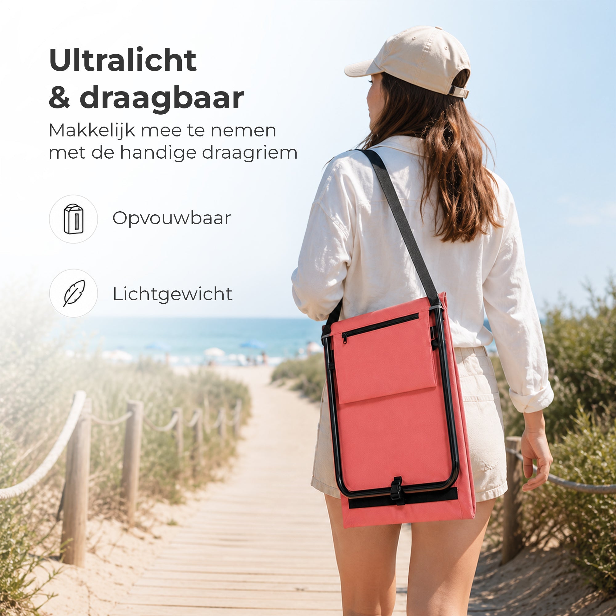 Strandmat 2 - Pack – Verstelbare Ligmat met Rugleuning – Oranje - Intimo Living - Dromen & Wonen