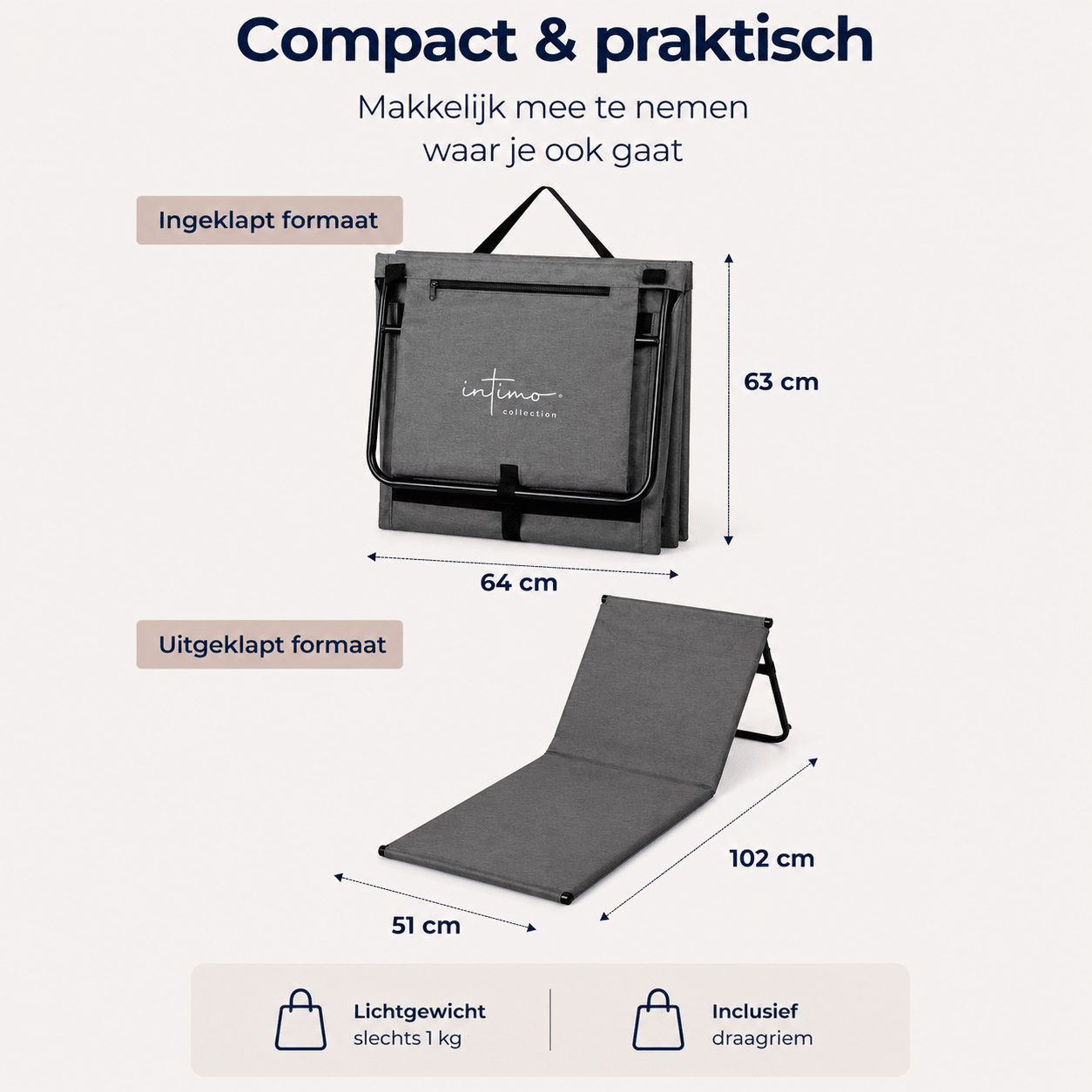 Strandstoel Opvouwbaar 2-Pack – Lichtgewicht Strandmat met Rugleuning - Dromen & Wonen